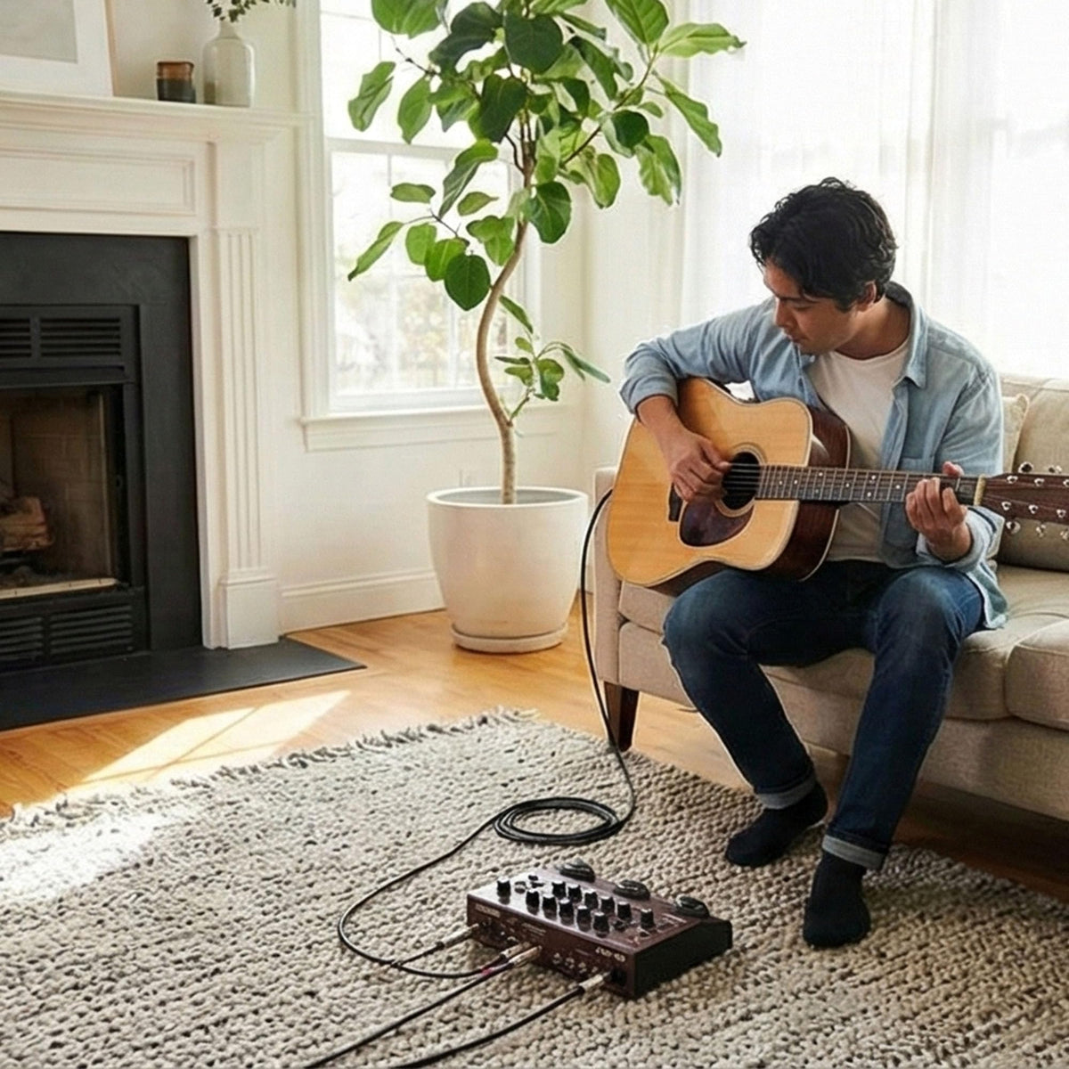 Boss AD-10 Acoustic Preamp w/ Instrument Cables