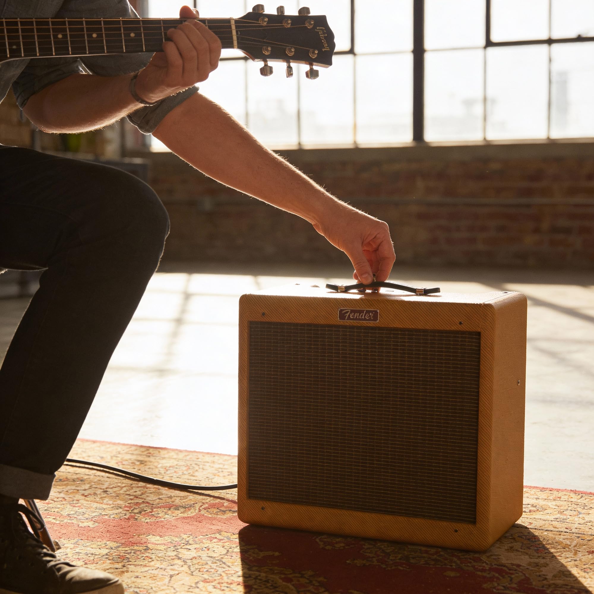 Fender Blues Junior Guitar Combo Amplifier - Lacquered Tweed w/ Fender Amperstand Guitar Cradle