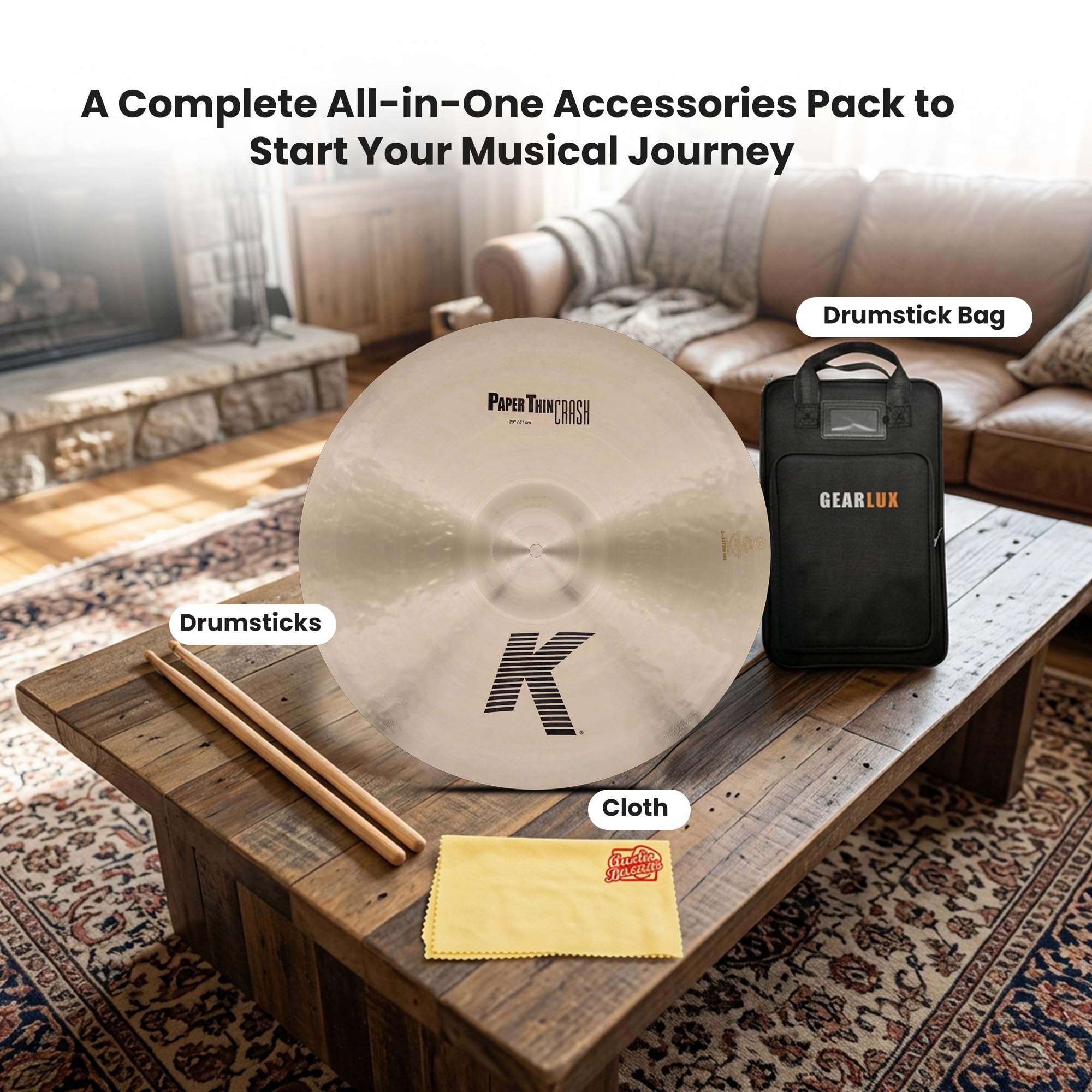 Zildjian K2820 20" K Paper Thin Crash Cymbal w/ Drumstick Bag