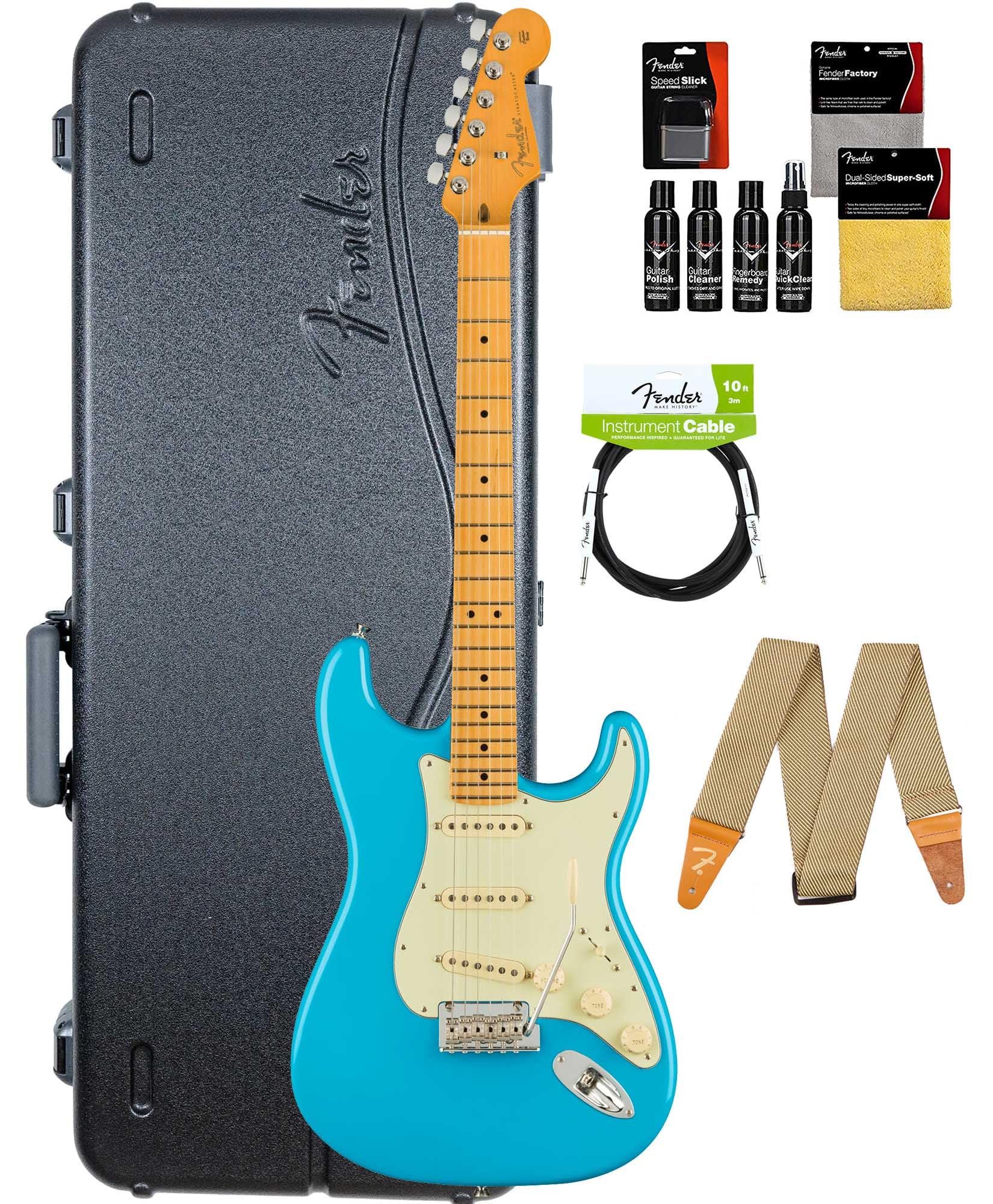 Fender American Professional II Stratocaster - Miami Blue w/ Cleaning Kit