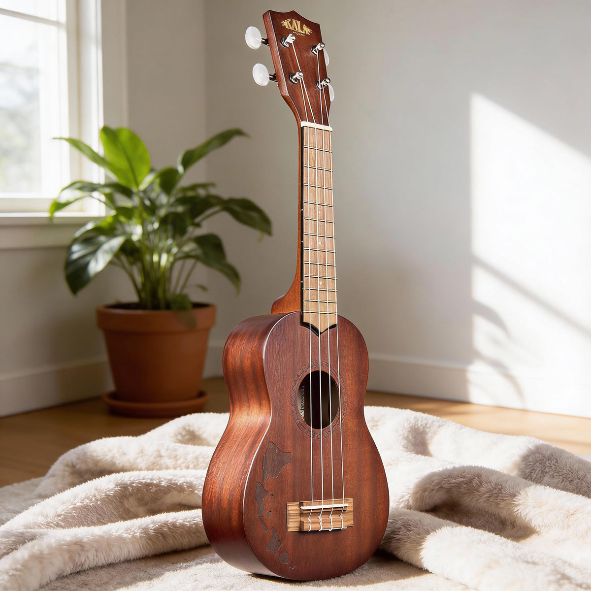 Kala KA-15S-H1 Satin Mahogany Soprano Ukulele - Hawaiian Islands w/ Hard Case
