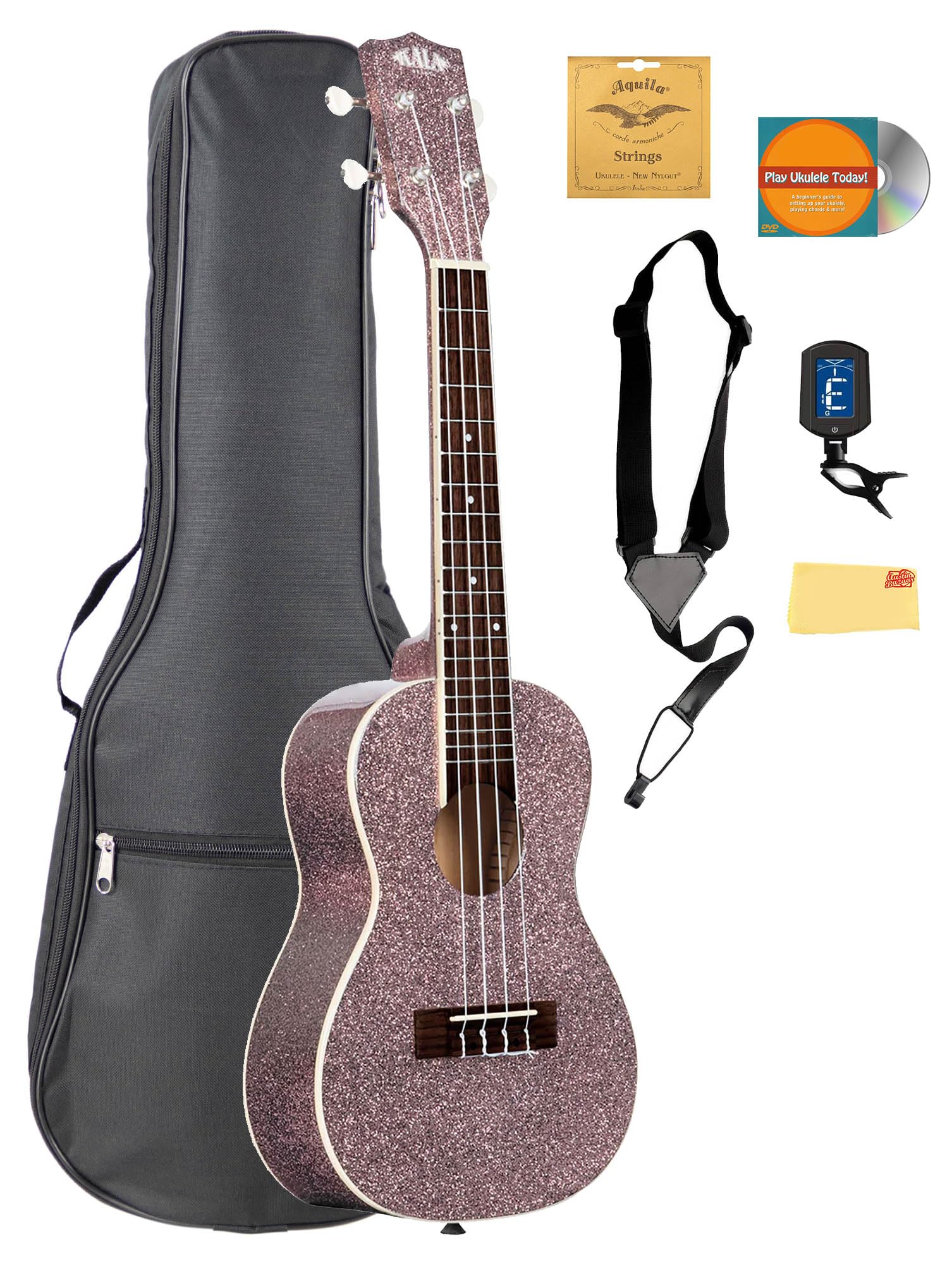 Kala KA-SPRK-PINK Pink Champagne Concert Ukulele w/ Gig Bag