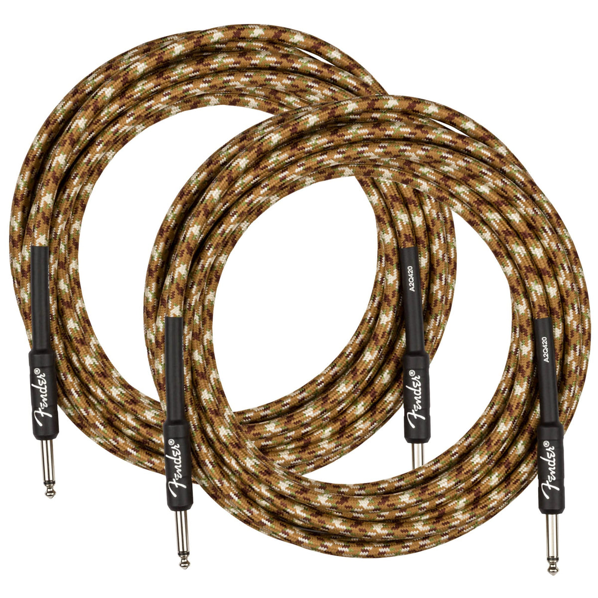 Fender 18.6-Foot Professional Tweed Instrument Cable, Straight-Straight, Desert Camo - 2 Pack