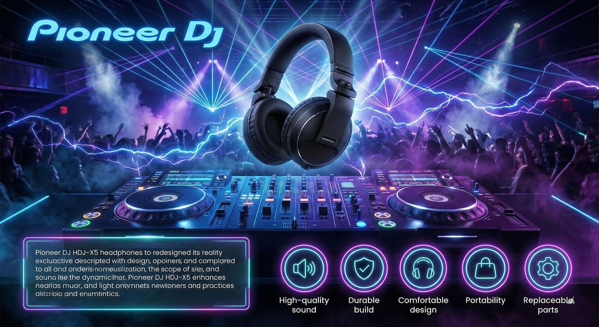 Pioneer DJ HDJ-X5 Over-Ear DJ Headphones - Black w/ Headphones Case