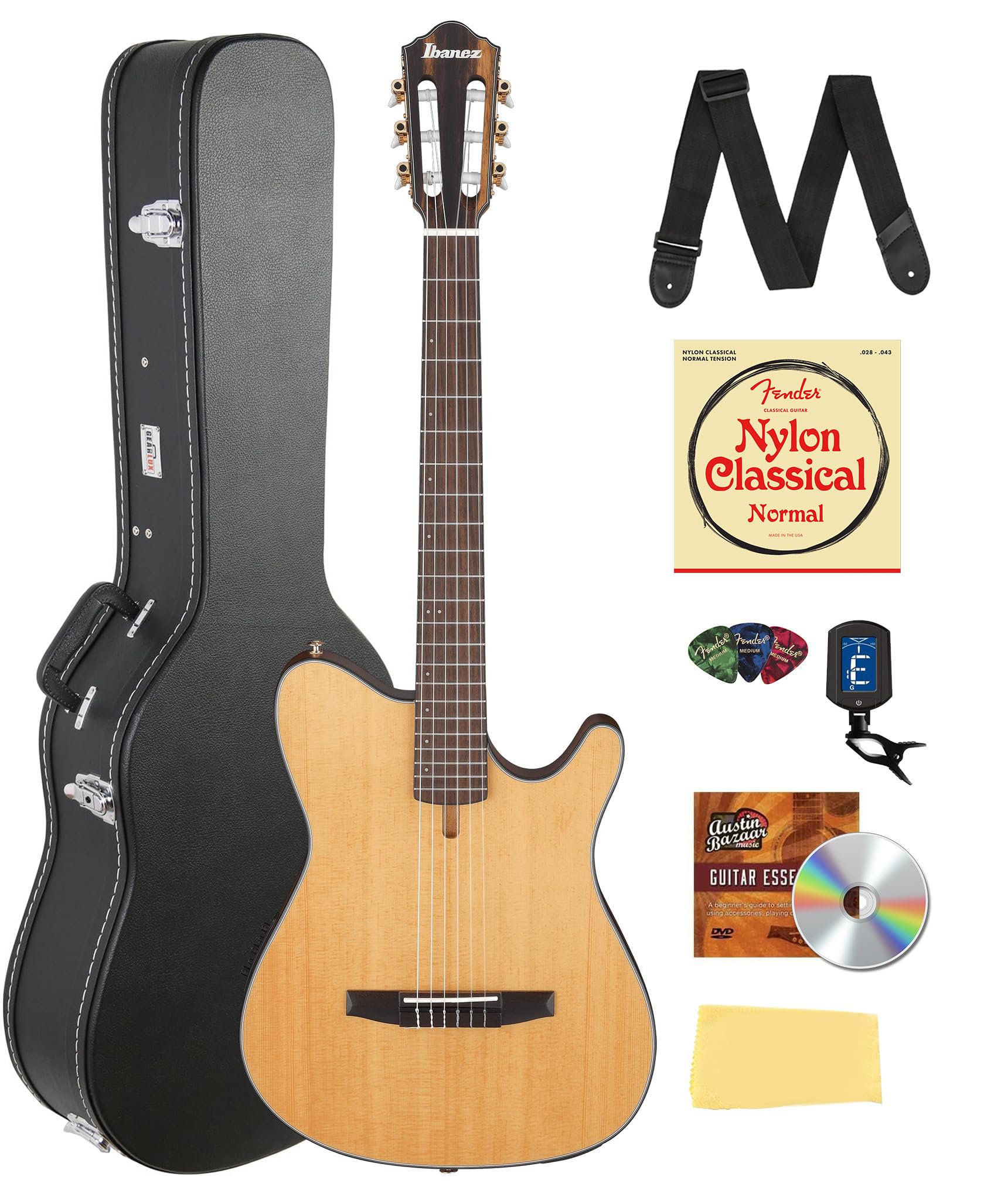 Ibanez FRH10N FRH Thinline Nylon String Acoustic-Electric Guitar - Natural Flat w/ Case