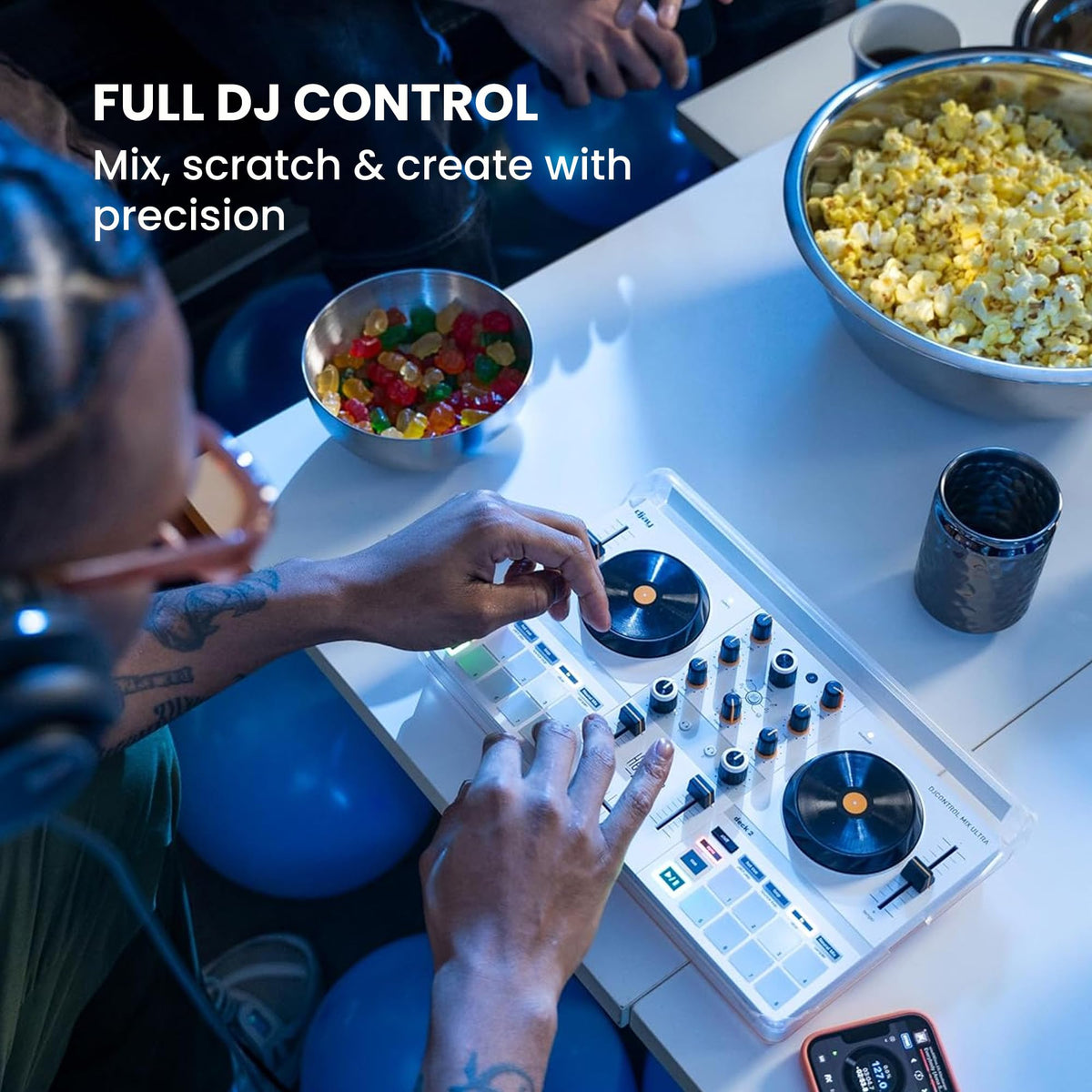 Hercules DJControl Mix Ultra Wireless DJ Controller for Smartphones w/ Case