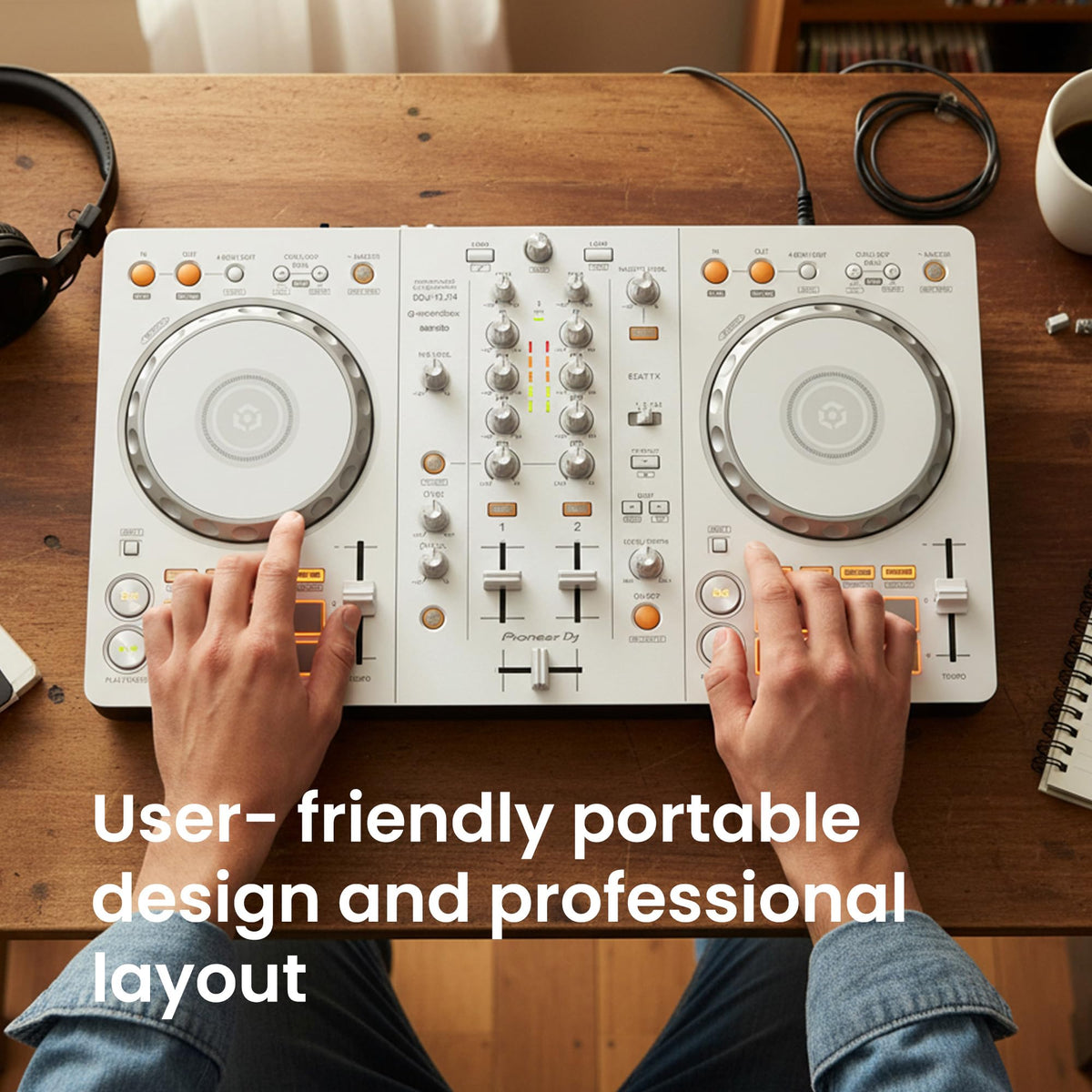 Pioneer DJ DDJ-FLX4 2-Channel DJ Controller - White w/ Laptop Stand