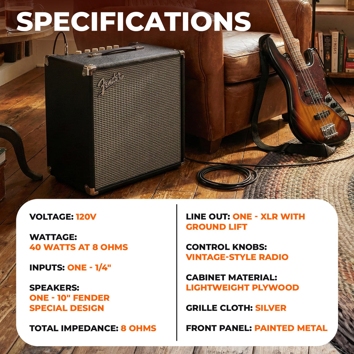 Fender Rumble 40 Bass Combo Amplifier w/ Instrument Cable
