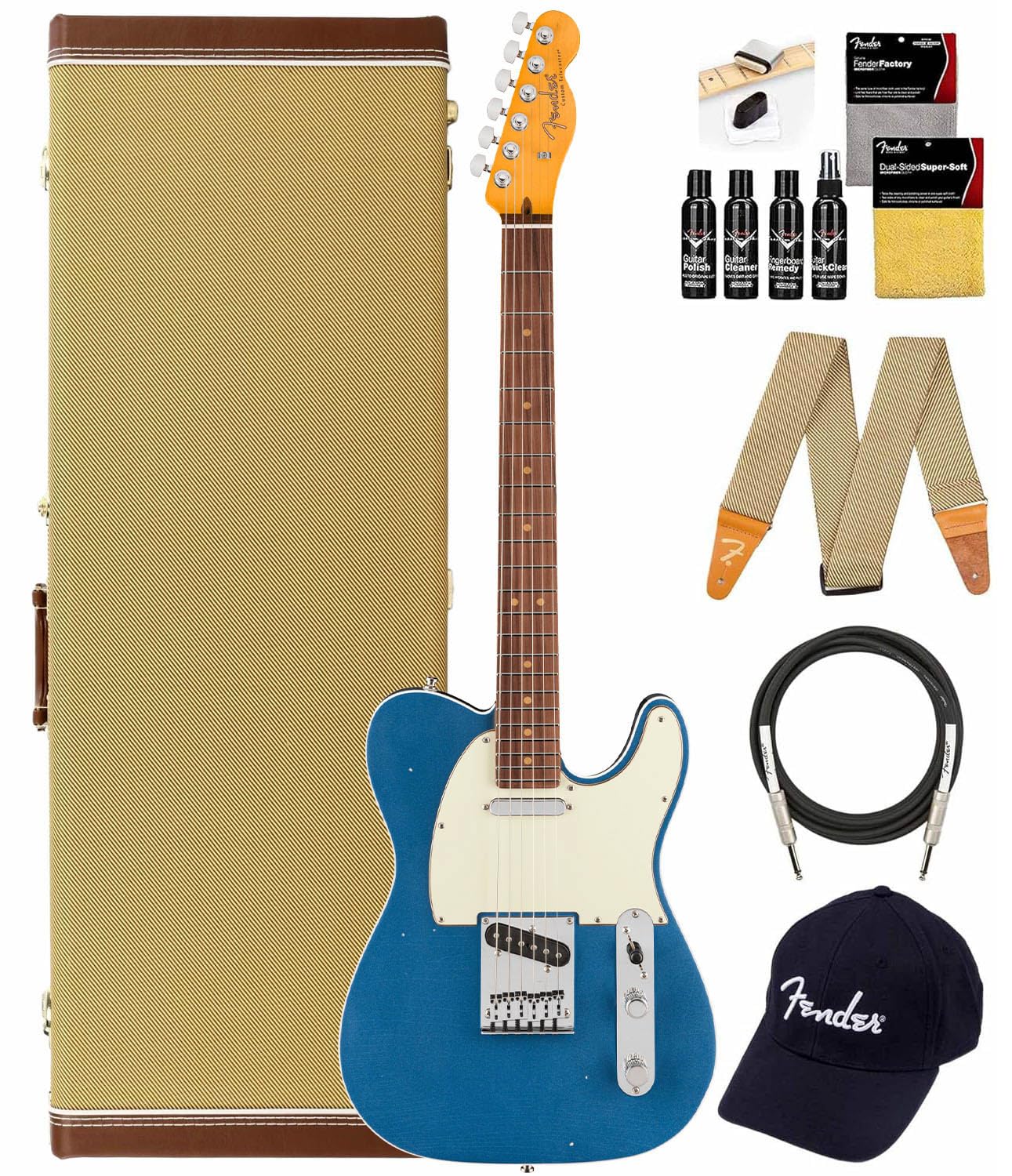 Fender American Ultra Luxe Vintage '60s Telecaster Custom - Lake Placid Blue w/ Guitar Cleaning Kit