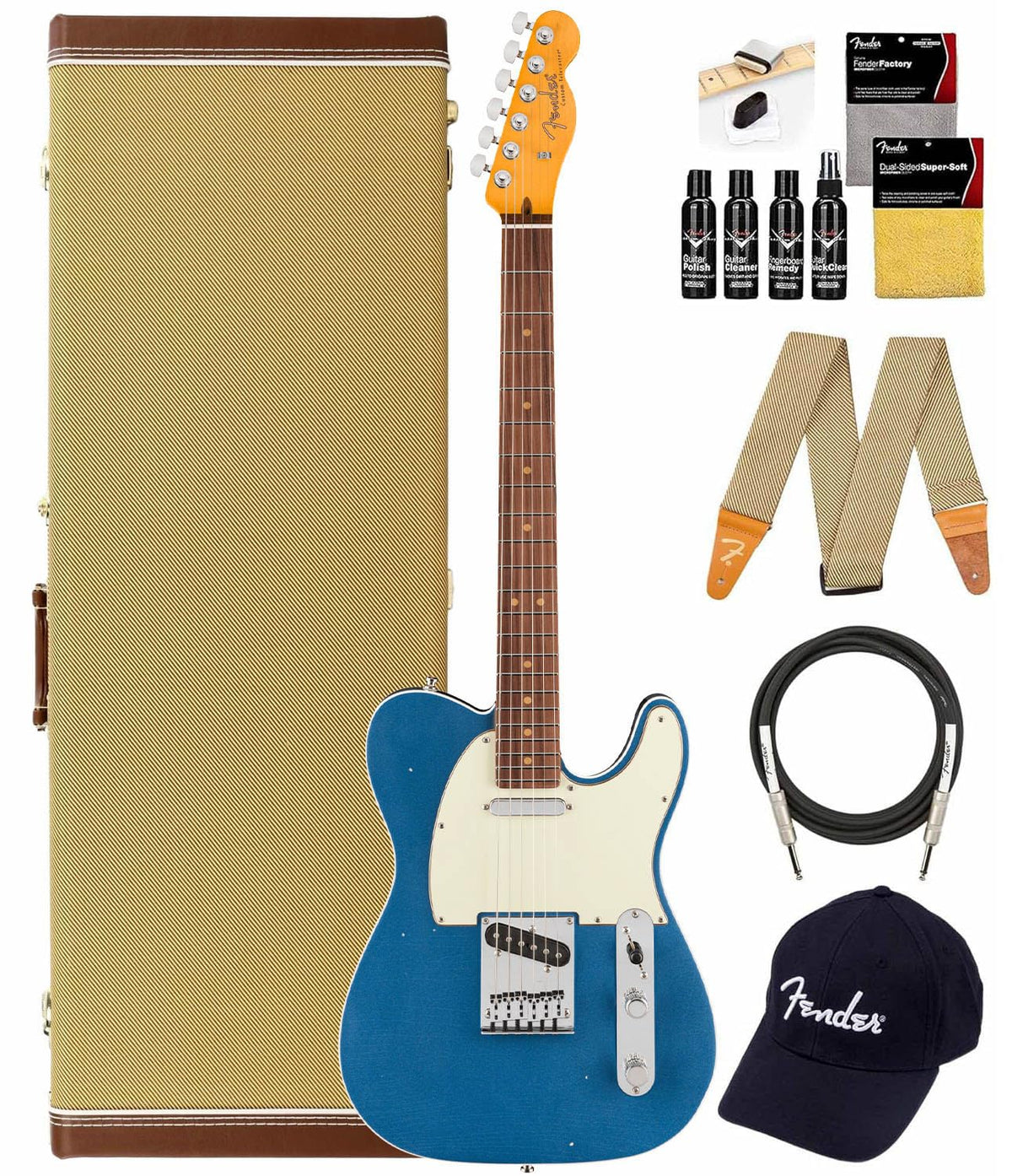 Fender American Ultra Luxe Vintage '60s Telecaster Custom - Lake Placid Blue w/ Guitar Cleaning Kit