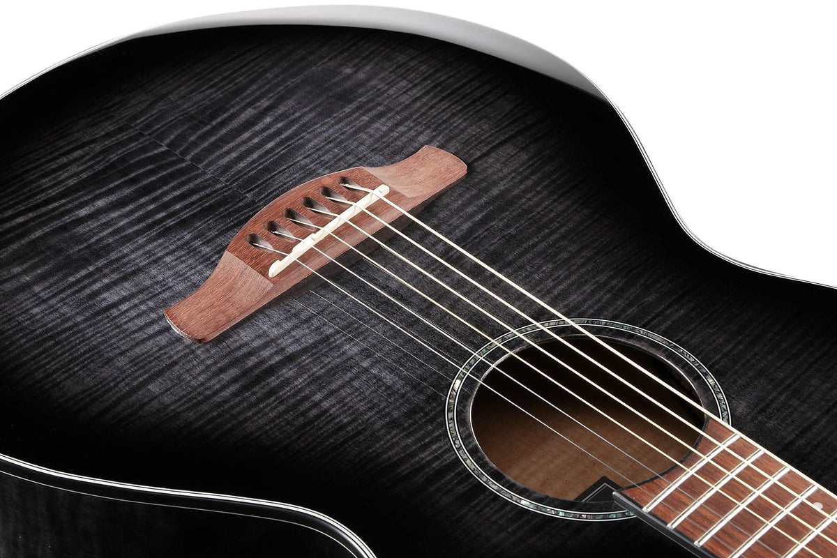 Ibanez AEWC400 Acoustic-Electric Guitar - Transparent Black Sunburst High Gloss w/ Gig Bag