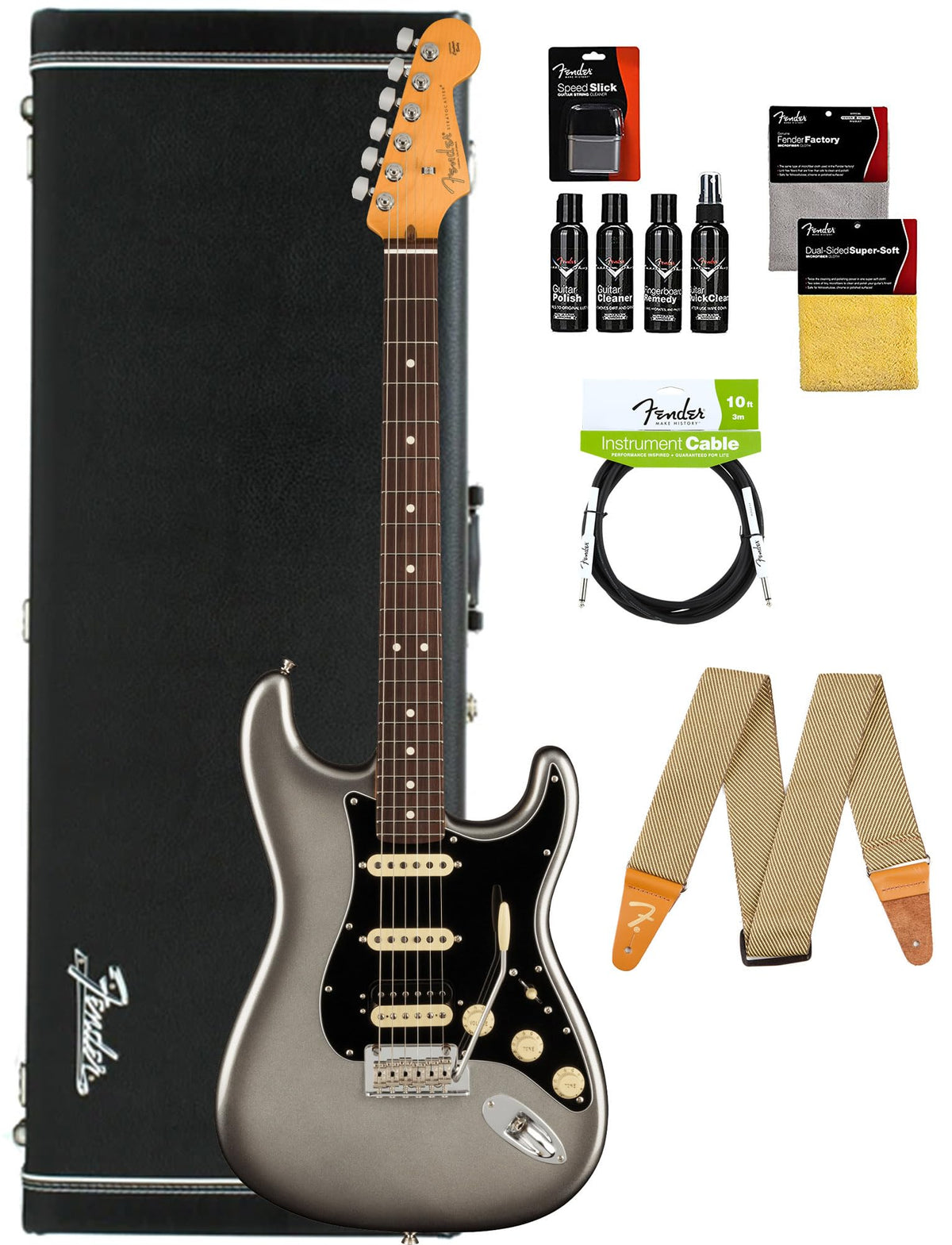 Fender American Professional II Stratocaster HSS - Mercury w/ Cleaning Kit