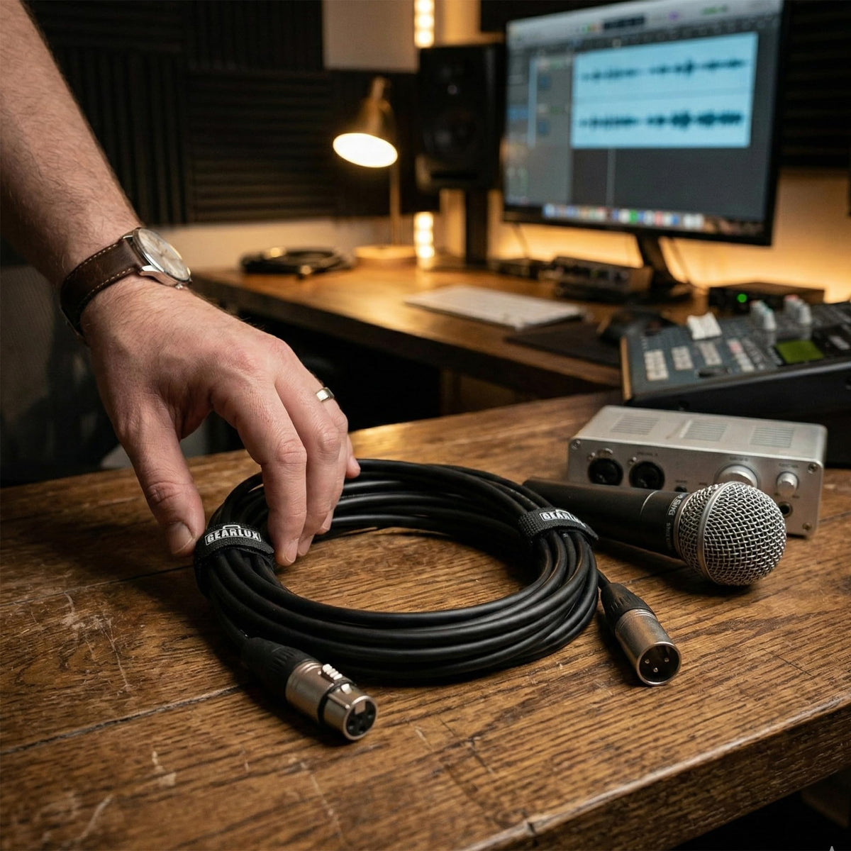 Gearlux 25-Foot XLR Microphone Cable, Fully Balanced, Male to Female, Black - 2 Pack