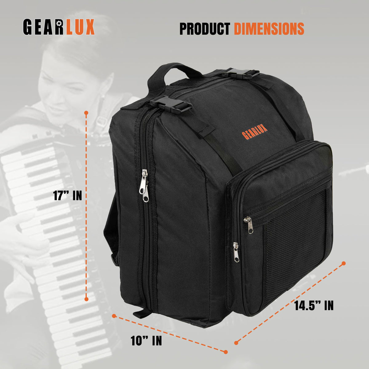 Gearlux ACB-320 Accordion Backpack Gig Bag - Black
