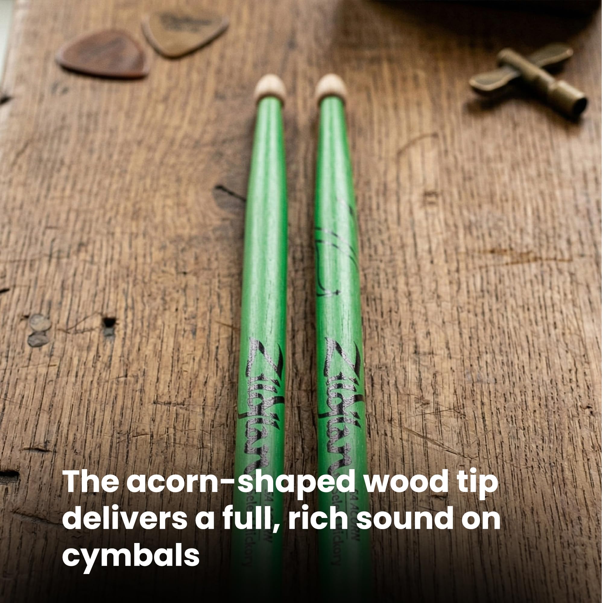 Zildjian 5A Acorn Neon Green Drumsticks - 6 Pack