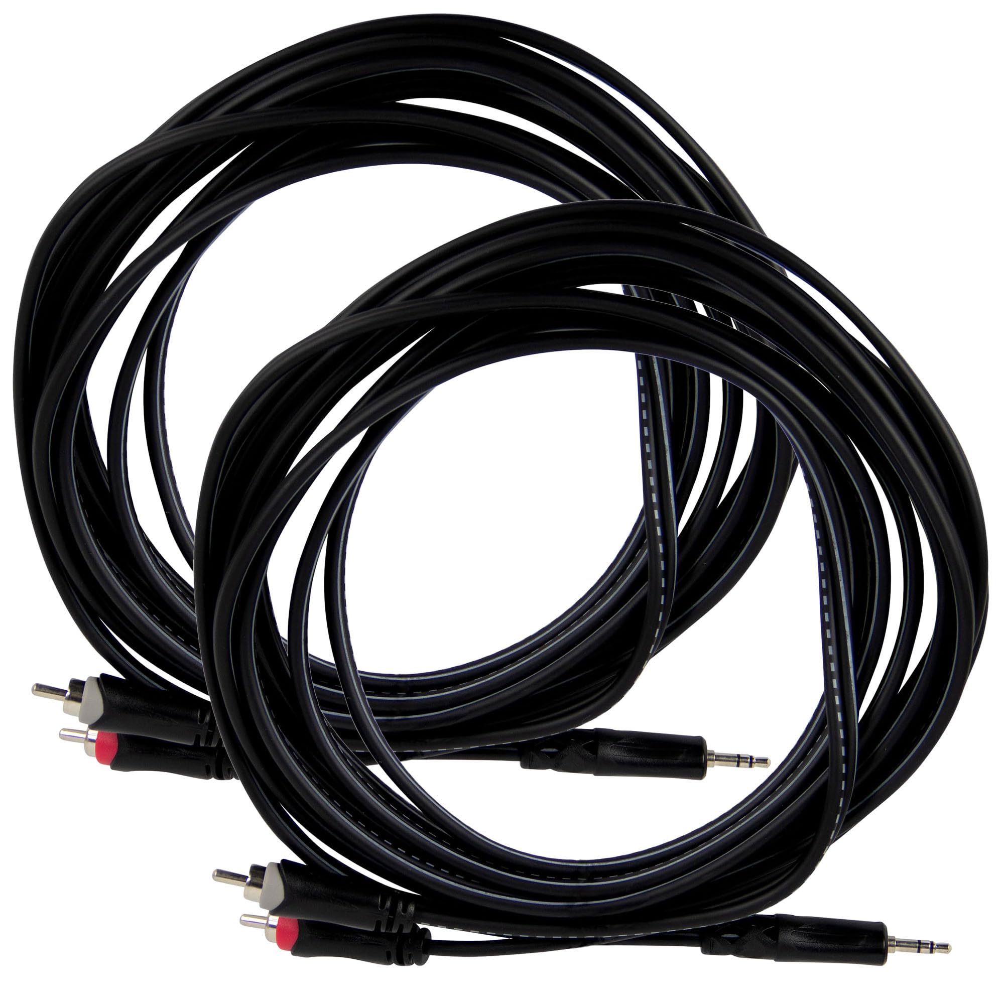 Gearlux 15-Foot TRS-to-Dual-RCA Stereo Breakout Cable - 2 Pack