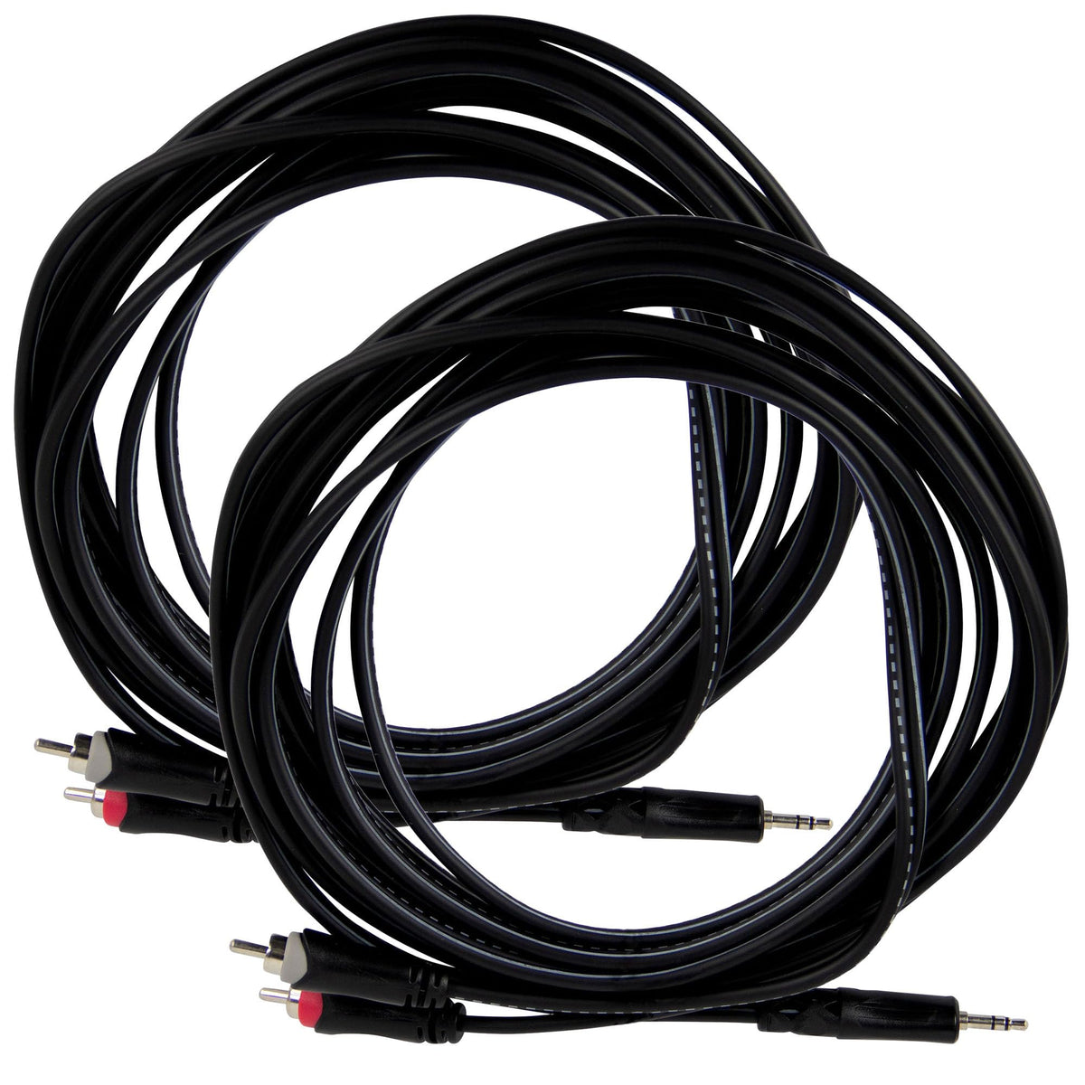 Gearlux 15-Foot TRS-to-Dual-RCA Stereo Breakout Cable - 2 Pack