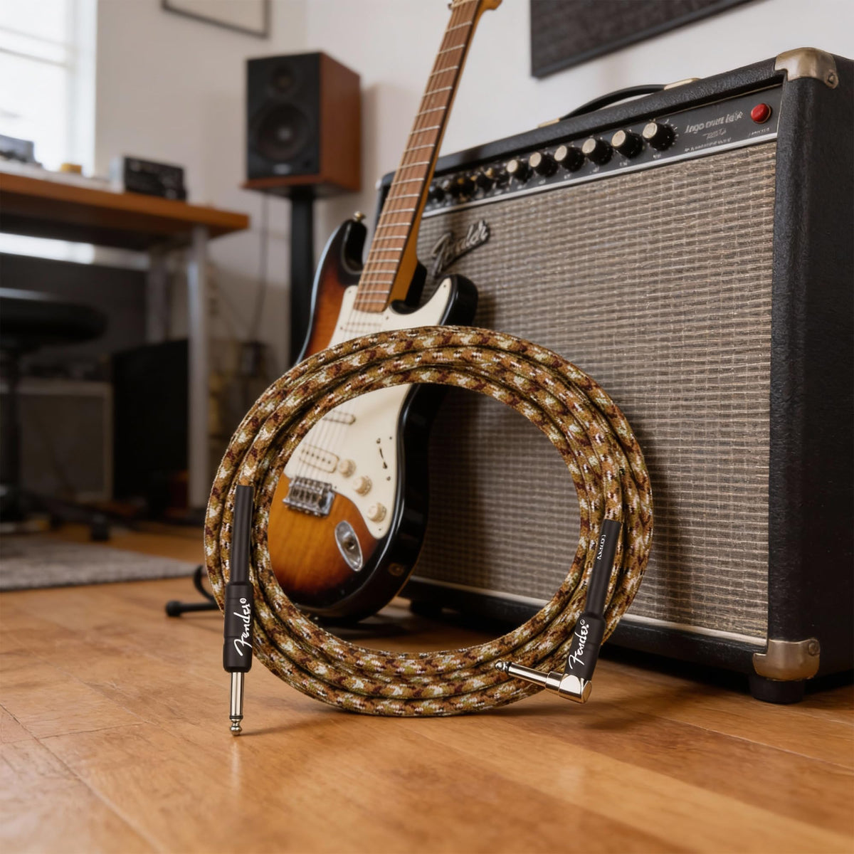 Fender 18.6-Foot Professional Instrument Cable, Straight-Angled, Desert Camo - 1 Pack