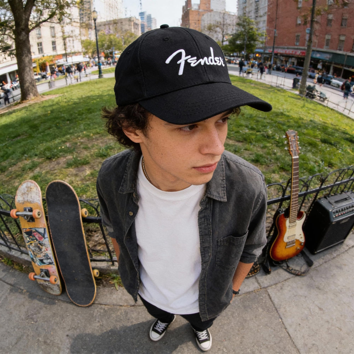 Fender Spaghetti Logo Hat, One Size Fits Most - Black w/ Picks