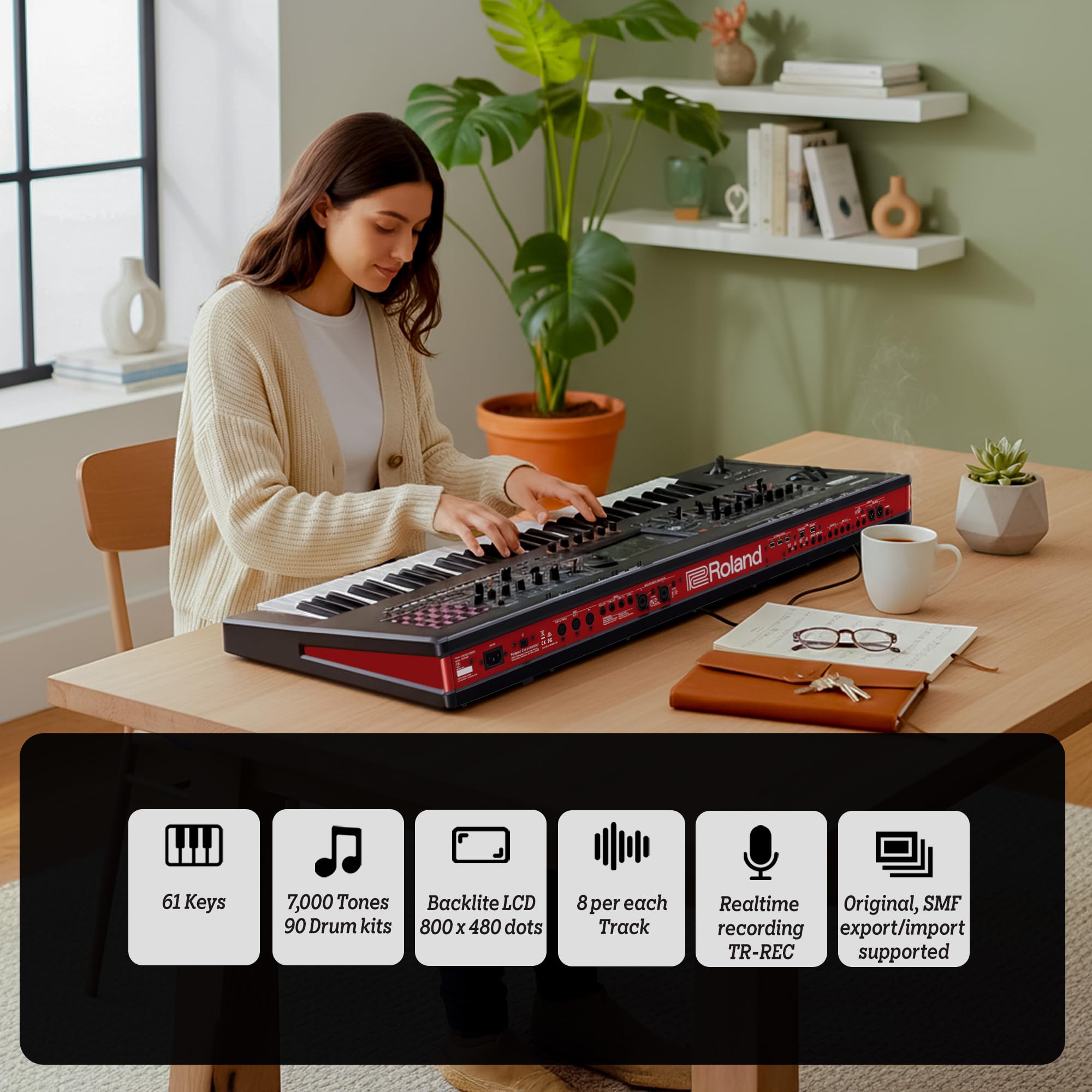 Roland Fantom 6 EX 61-Key Workstation Keyboard Synthesizer w/ Sustain Pedal