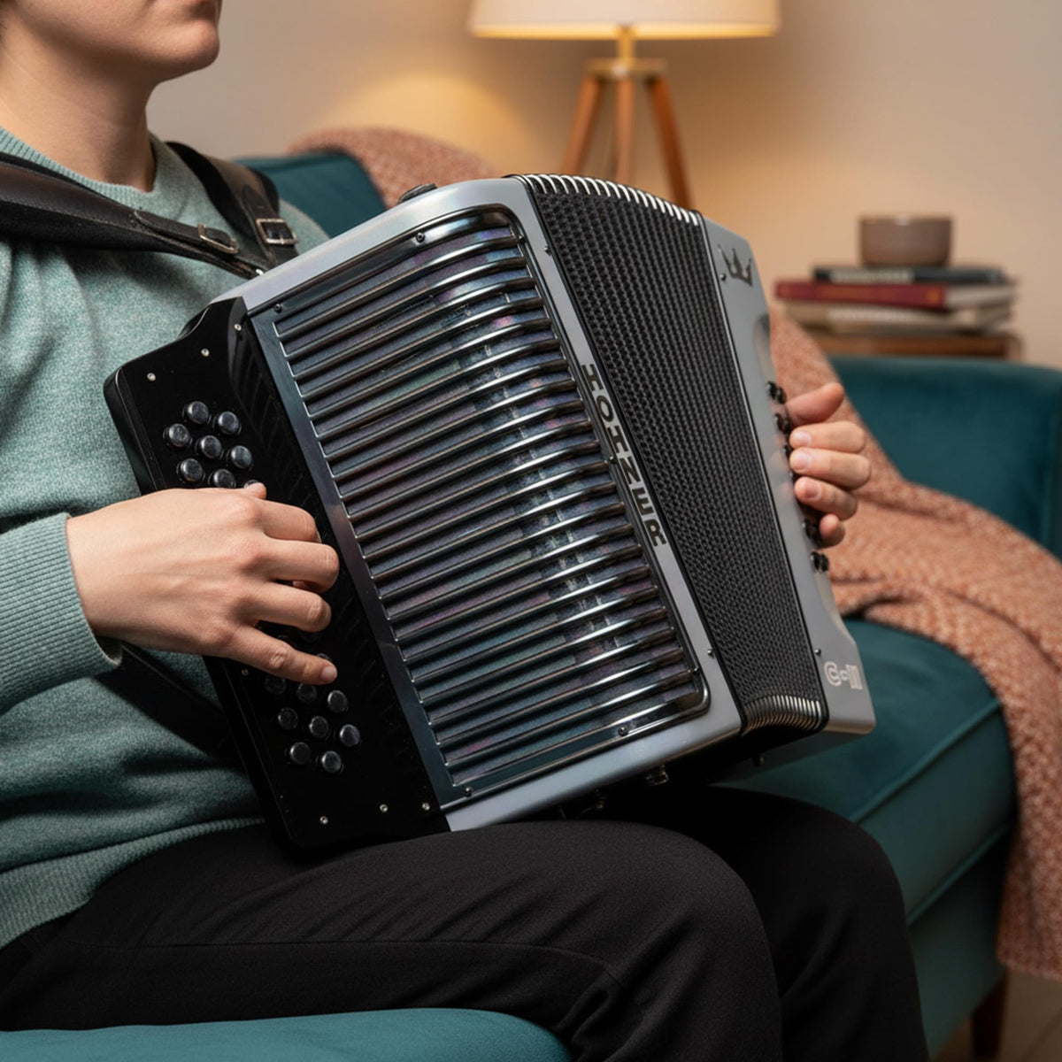 Hohner Corona C-II G/C/F Accordion - Silver Rainbow w/ Gig Bag