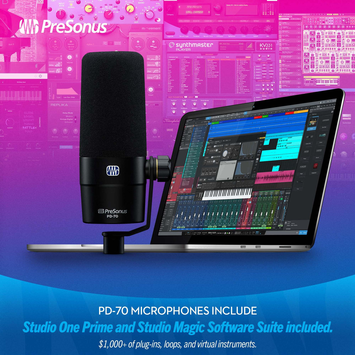 PreSonus PD-70 Dynamic Vocal Microphone w/ Boom Stand