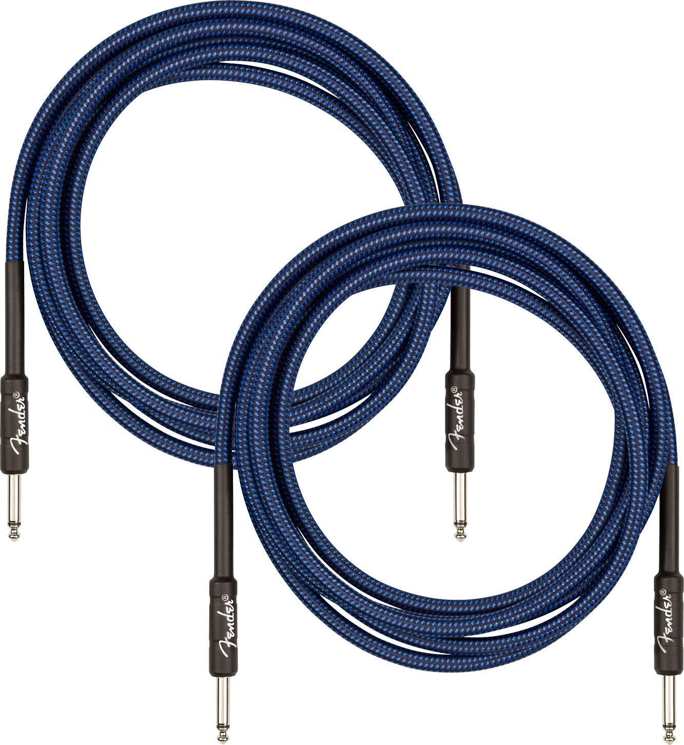Fender 10-Foot Professional Instrument Cable, Straight-Straight, Blue Tweed - 2 Pack