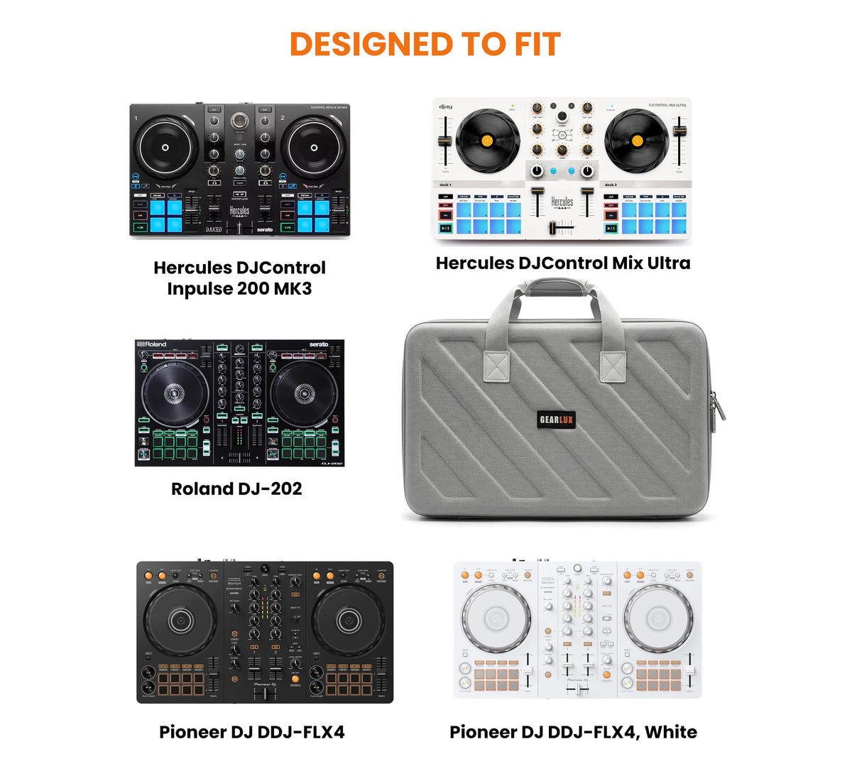 Gearlux DJ Controller Case for Pioneer DDJ-FLX4 - White