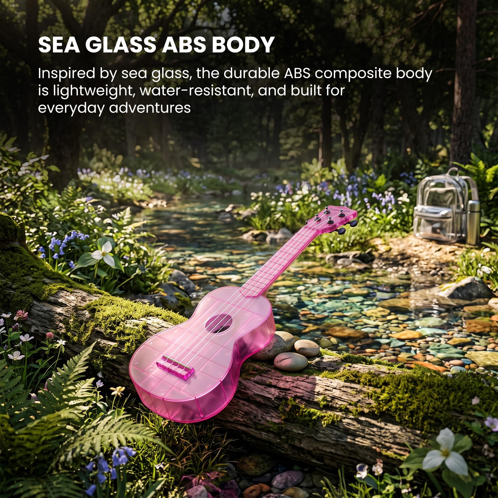 Kala KA-WMT-PL-S Soprano Waterman Sea Glass Ukulele - Amethyst Purple