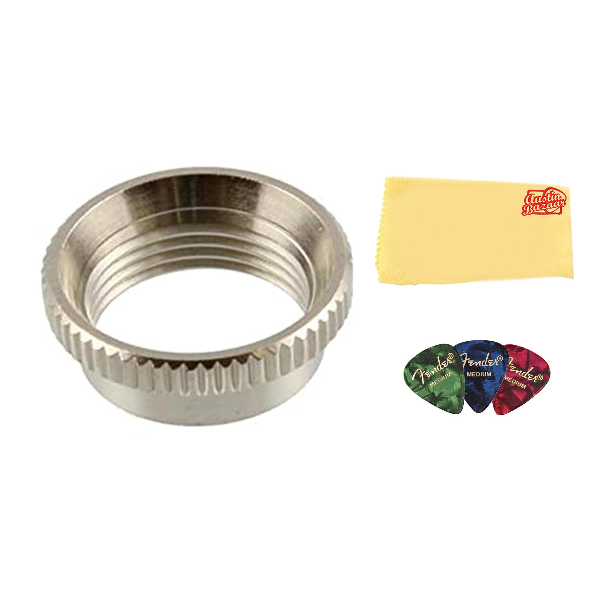 Allparts EP-4923-001 Nickel Deep Round Nut w/ Fender Picks