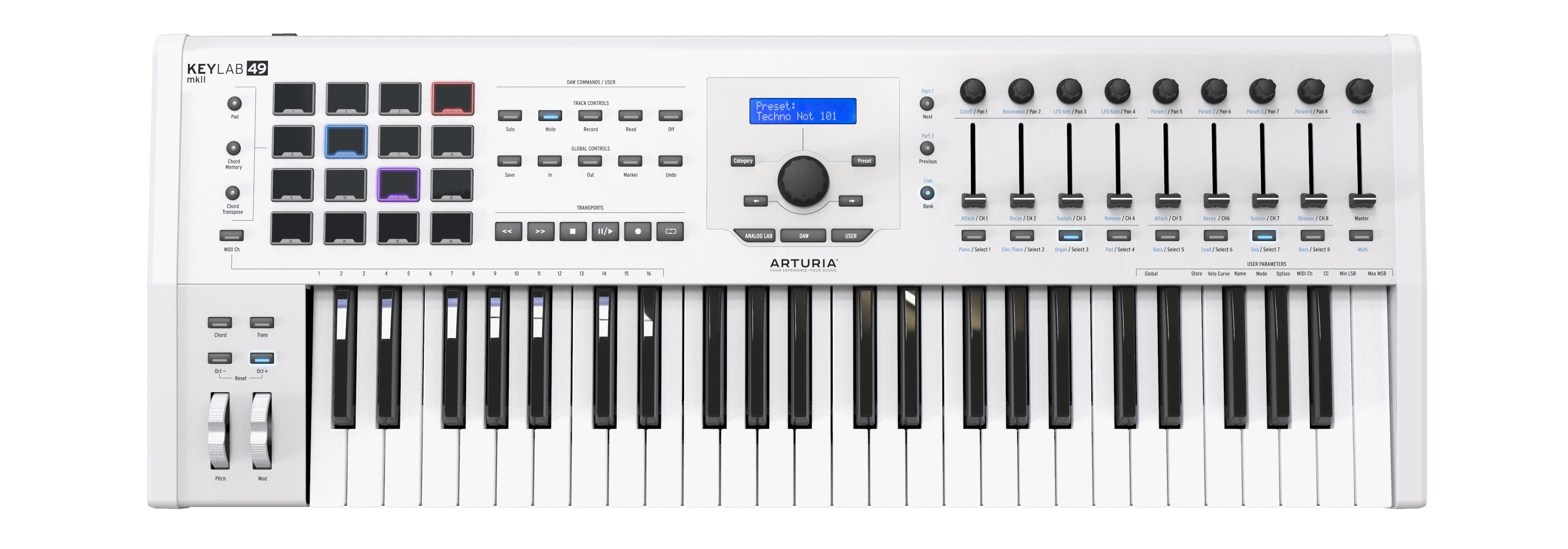 Arturia KeyLab 49 MkII Keyboard Controller - White w/ Headphones