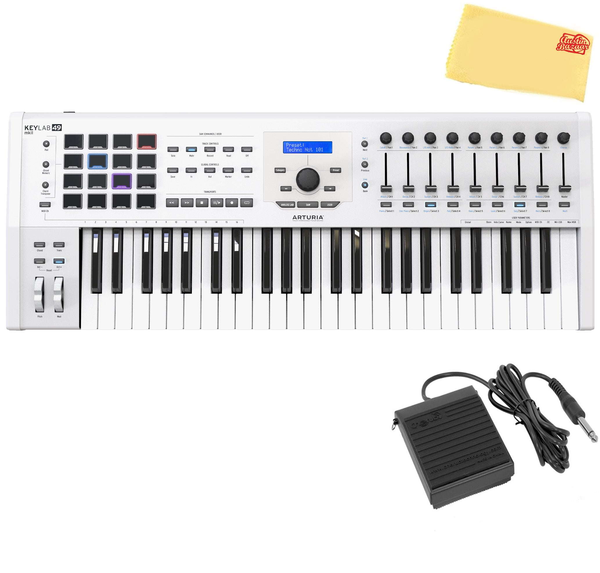 Arturia KeyLab 49 MkII Keyboard Controller - White w/ Sustain Pedal