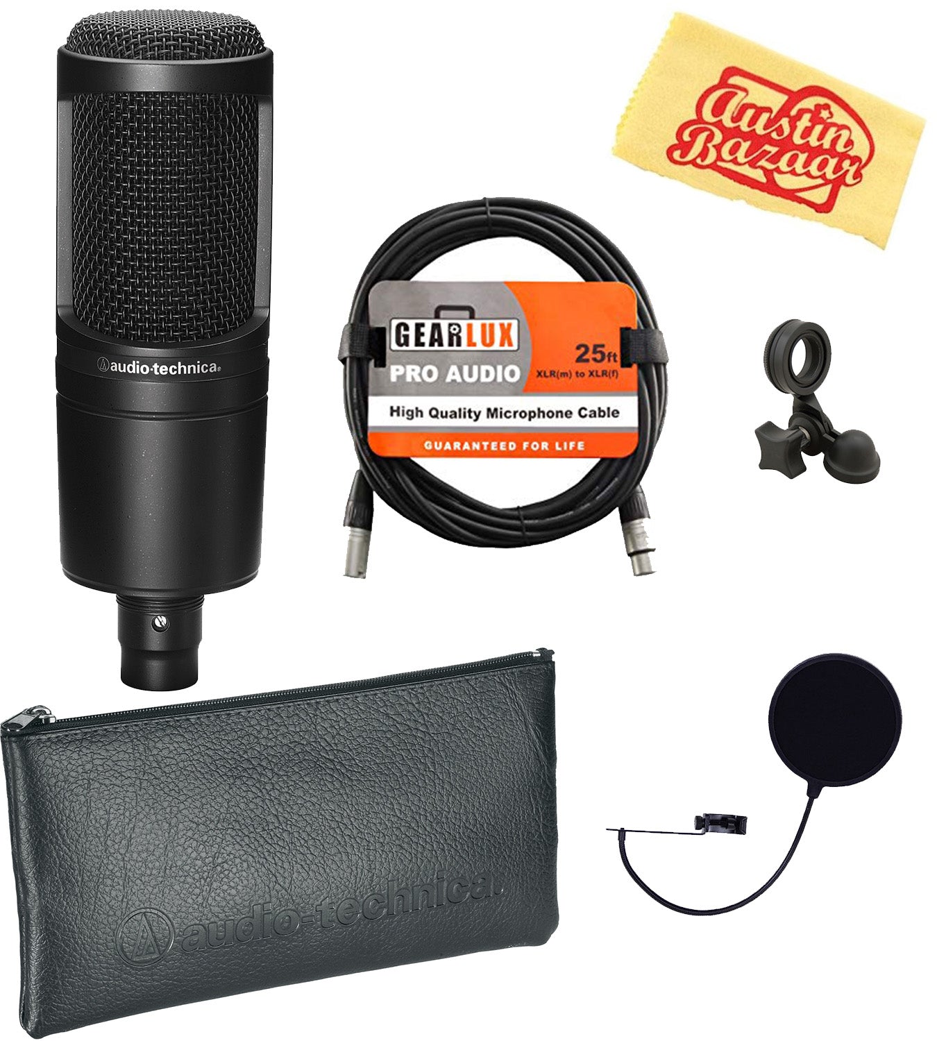 Audio-Technica AT2020 Cardioid Condenser Microphone w/ Pop Filter