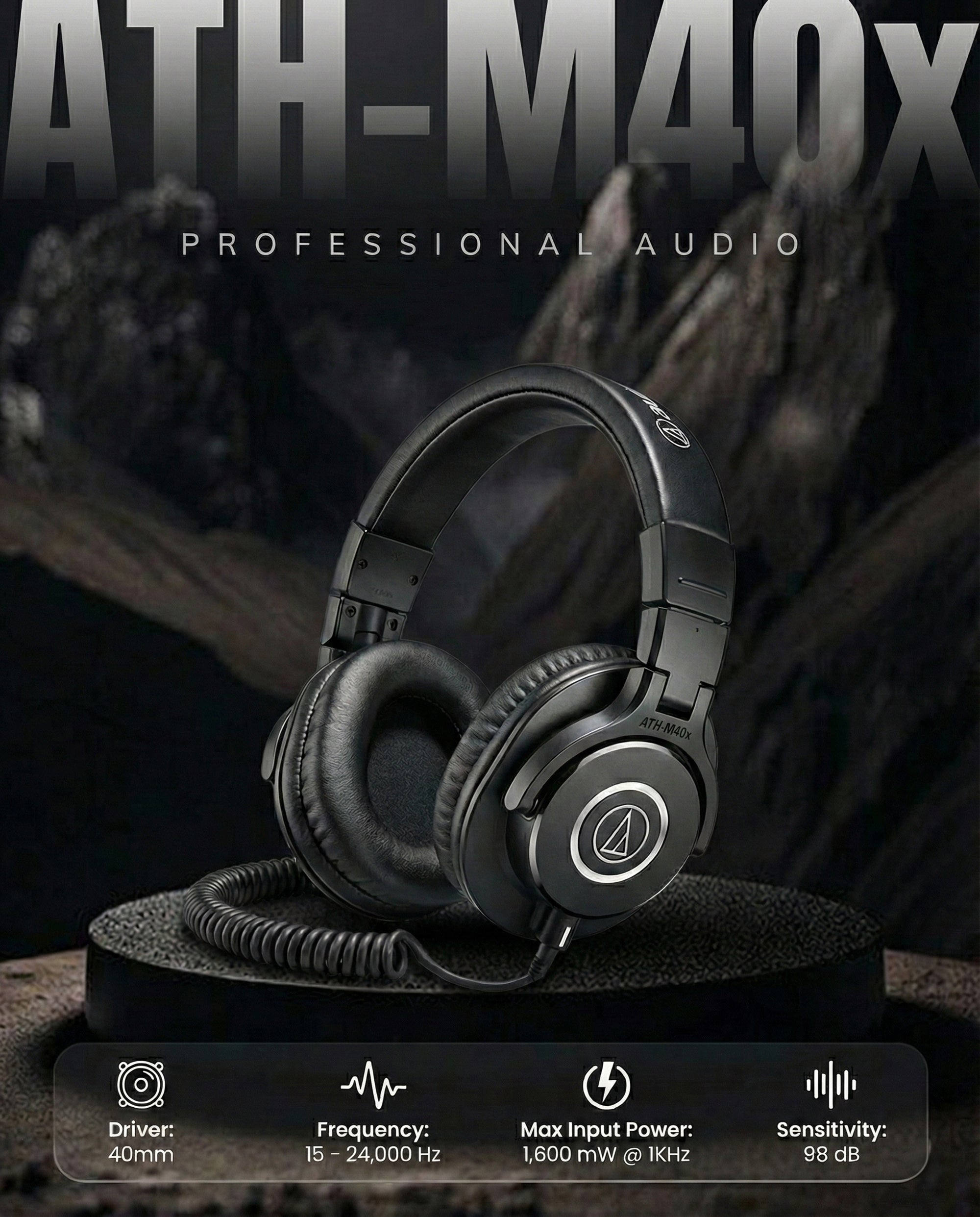 Audio-Technica ATH-M40x Professional Monitor Headphones w/ Case
