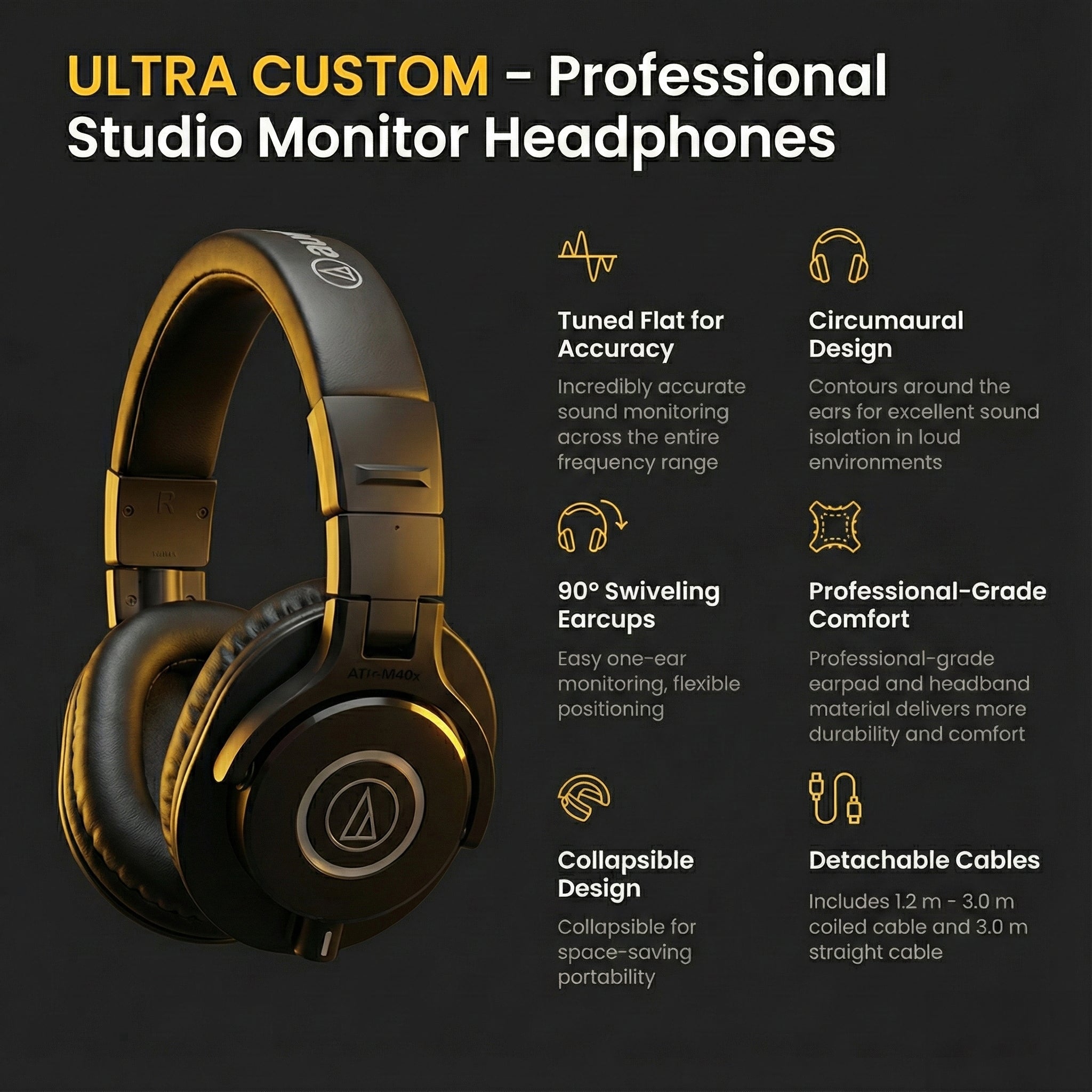 Audio-Technica ATH-M40x Professional Monitor Headphones w/ Case