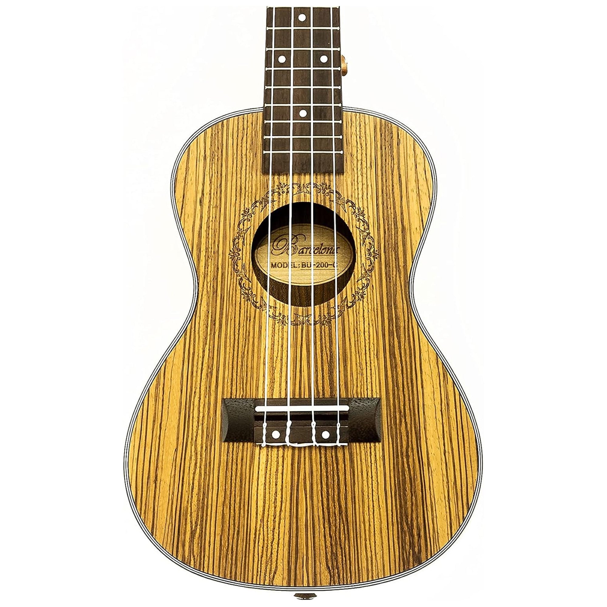 Barcelona Zebra Wood Concert Ukulele w/ Gig Bag
