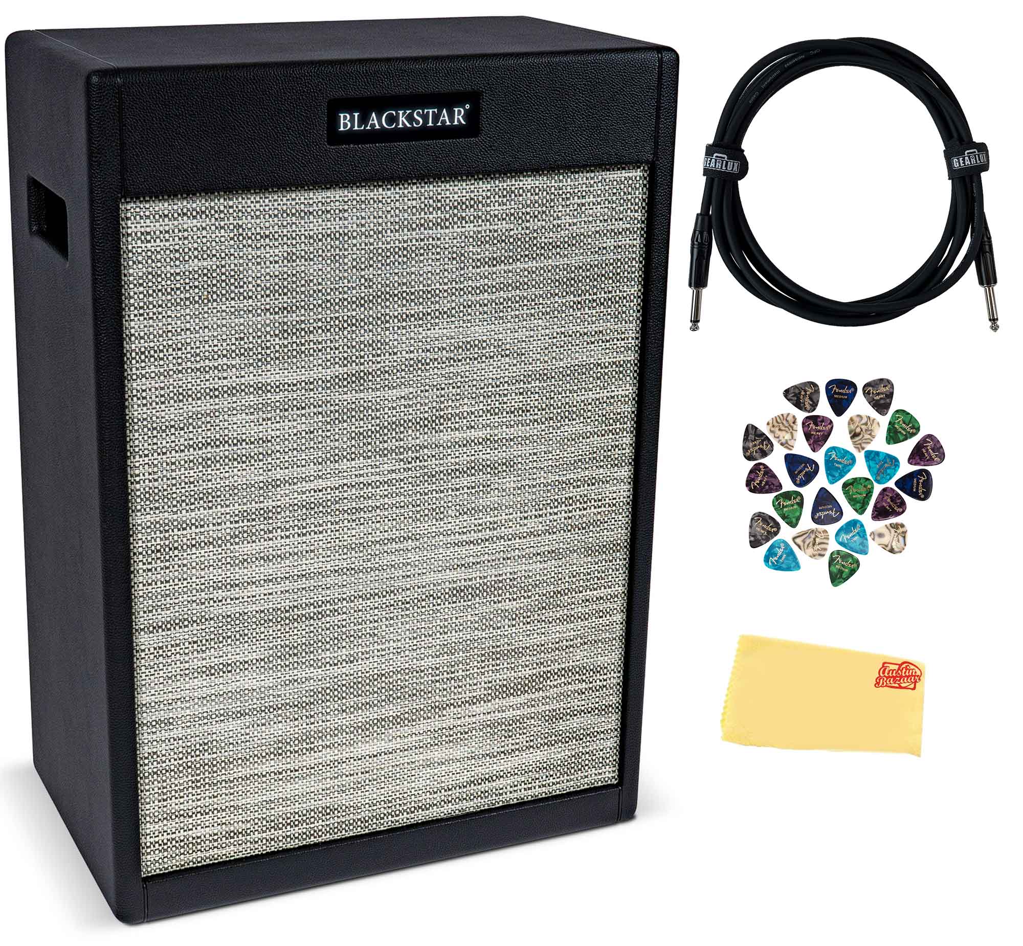 Blackstar St. James 2x12-Inch Vertical Guitar Amplifier Cabinet - Black w/ Instrument Cable