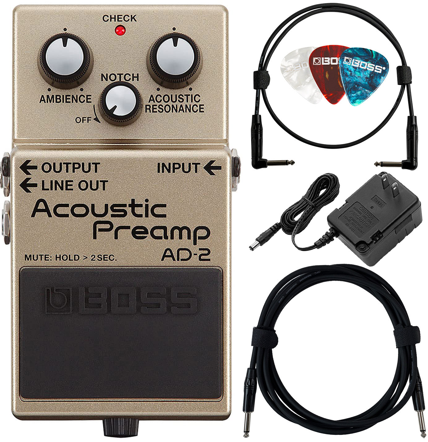 Boss AD-2 Acoustic Preamp w/ Power Supply