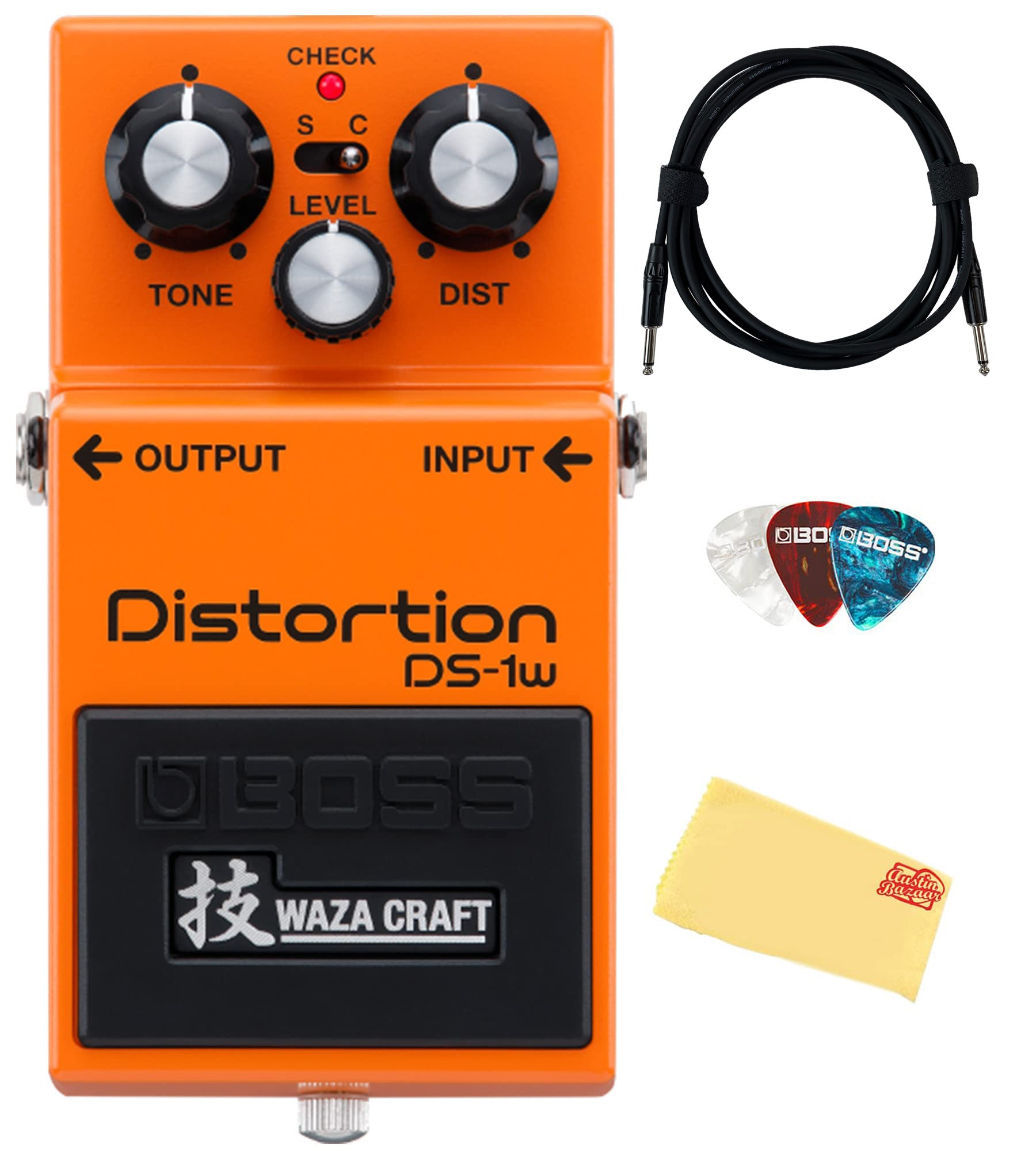 Boss DS-1W Waza Craft Distortion w/ Instrument Cable