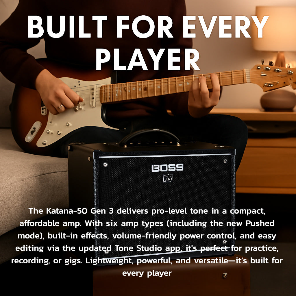 Boss Katana-50 Gen 3 50-Watt 1x12-Inch Guitar Combo Amplifier w/ Instrument Cable
