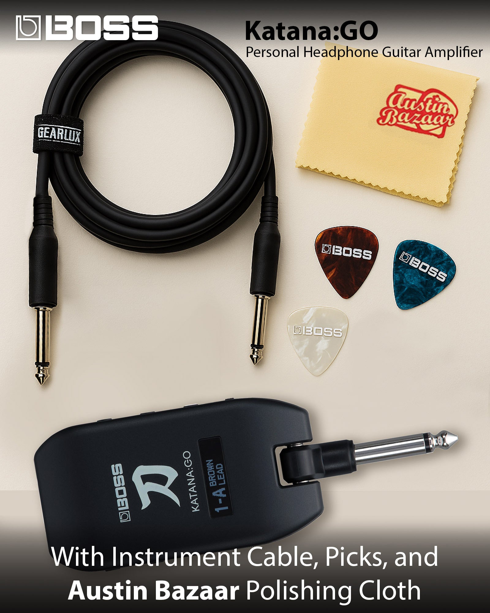Boss Katana:Go Personal Headphone Guitar Amplifier w/ Instrument Cable