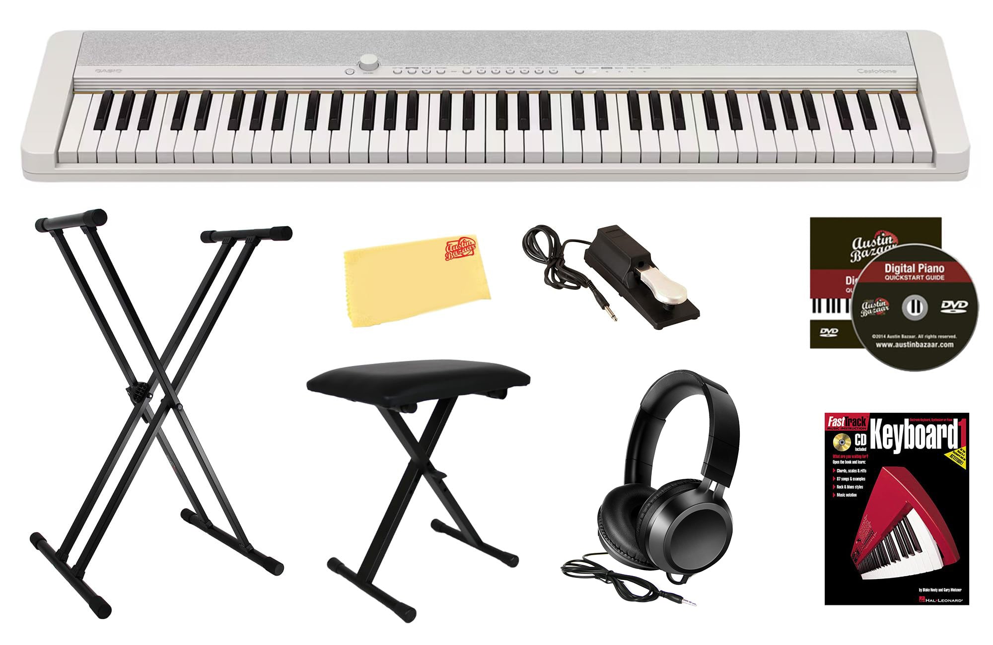 Casio Casiotone CT-S1 76-Key Portable Keyboard - White w/ Adjustable Stand