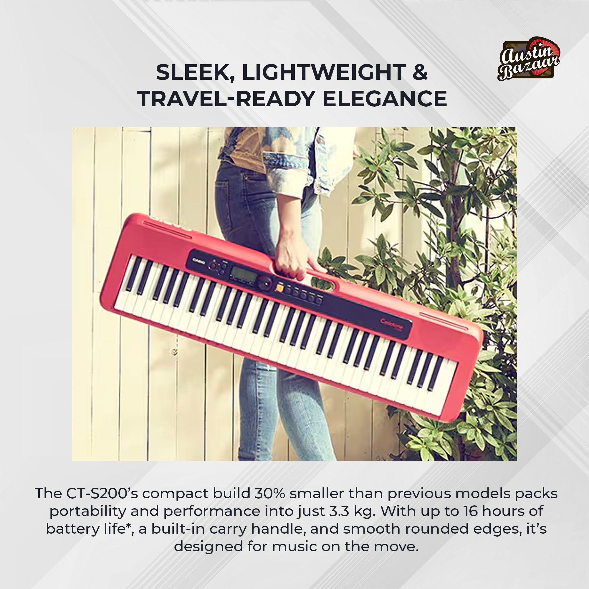 Casio CT-S200 Casiotone 61-Key Keyboard - Black w/ Adjustable Stand