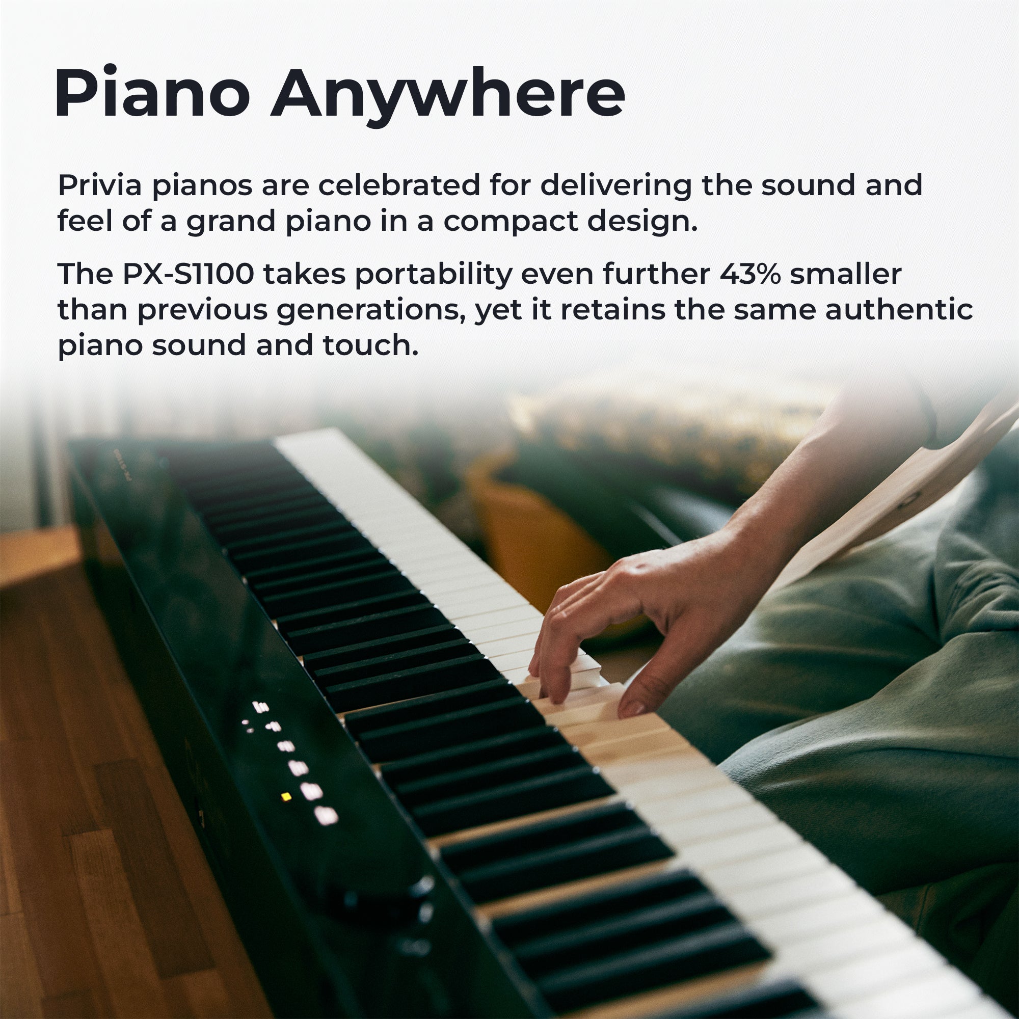 Casio PX-S1100 Privia Slim Digital Piano - Black w/ Adjustable Stand