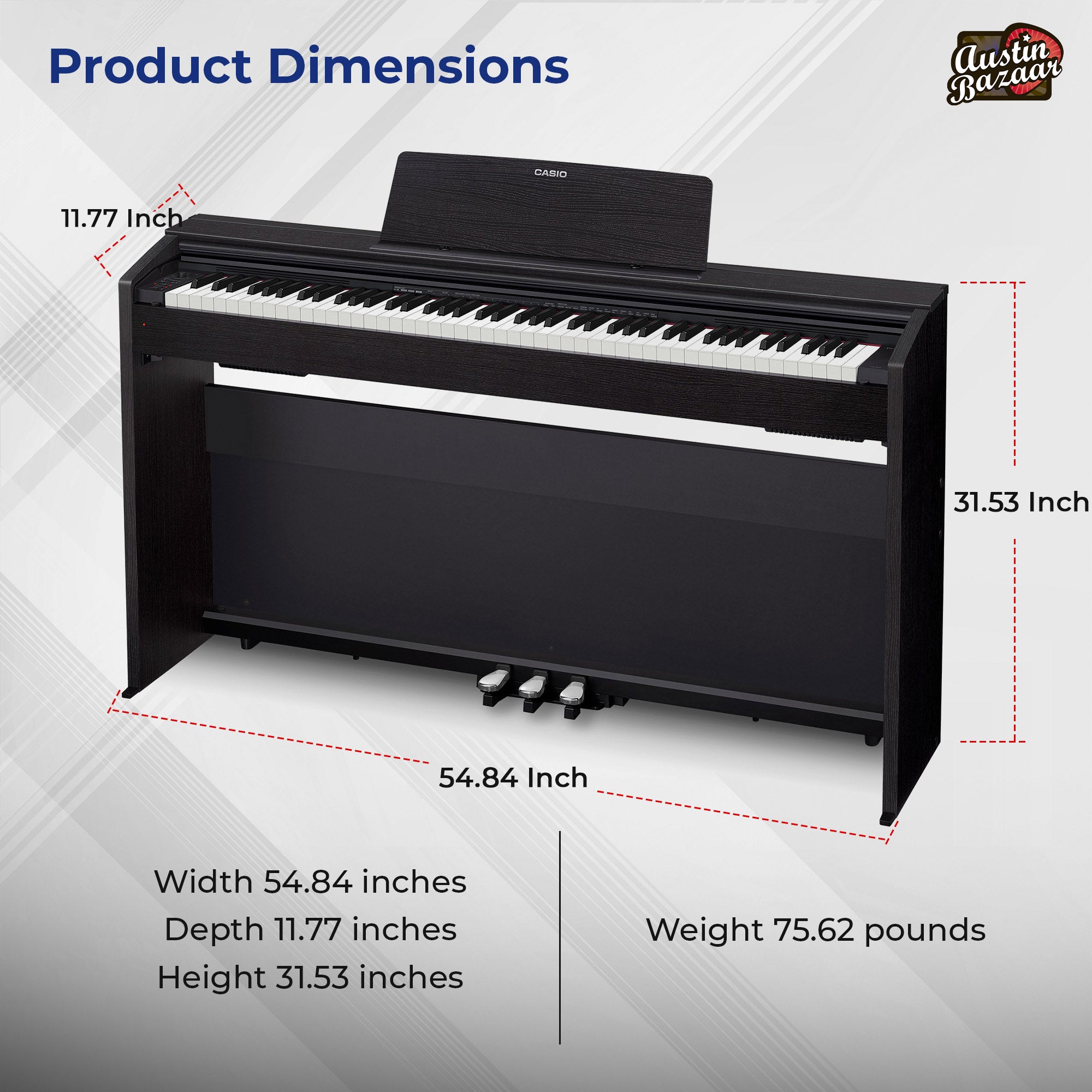 Casio PX-870 Privia Digital Piano - Black w/ Furniture Bench