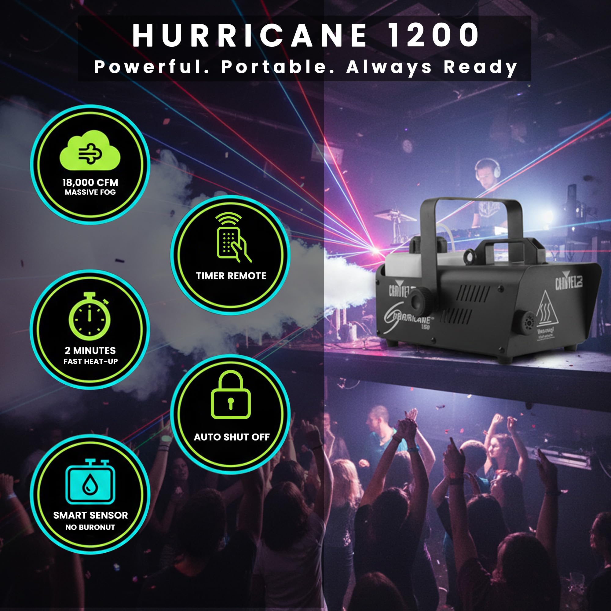 Chauvet Hurricane 1200 Fog Machine w/ DMX Cable