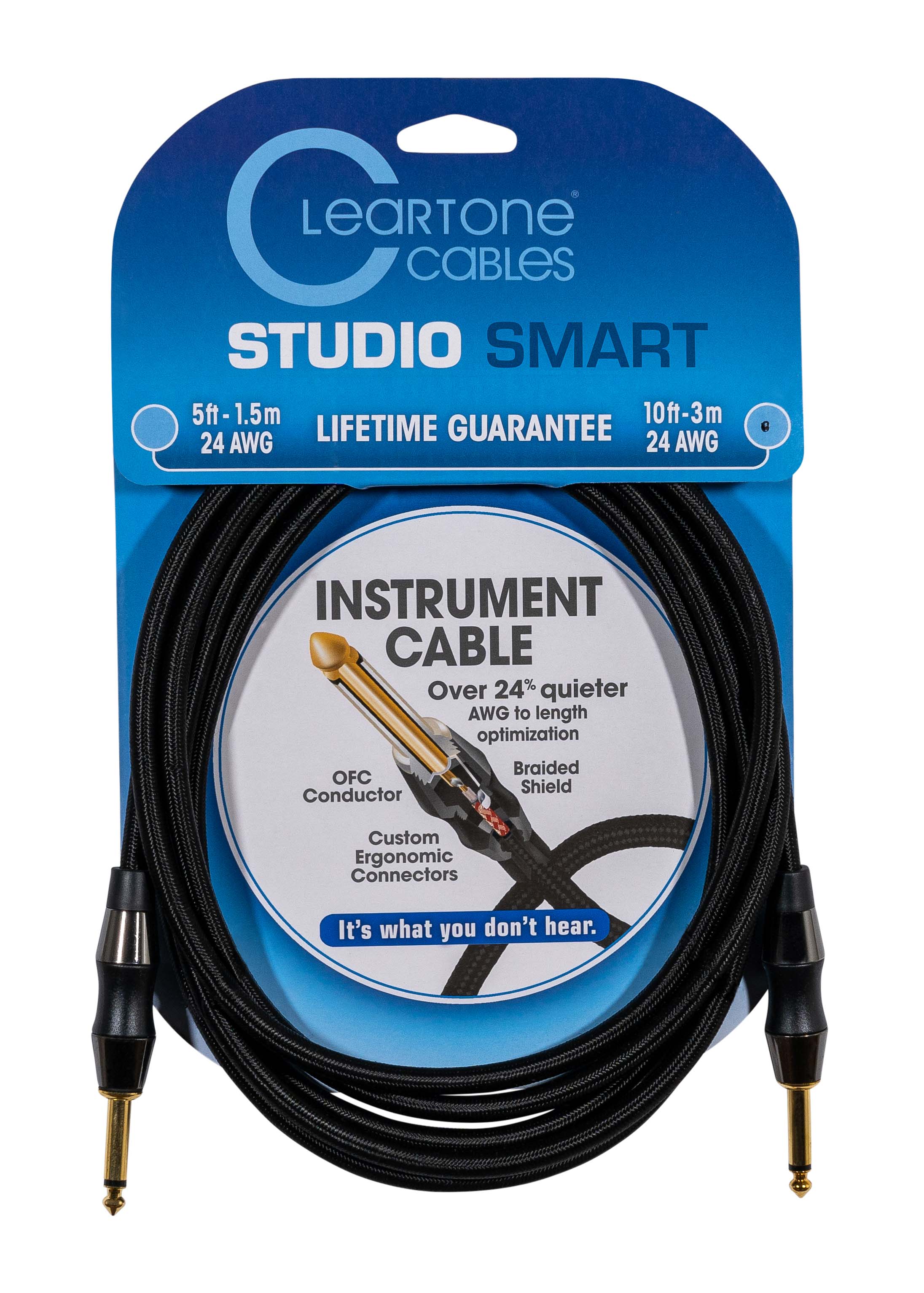 Cleartone 10-Foot Studio Smart Instrument Cable, Straight-Straight, 24 AWG - 3 Pack