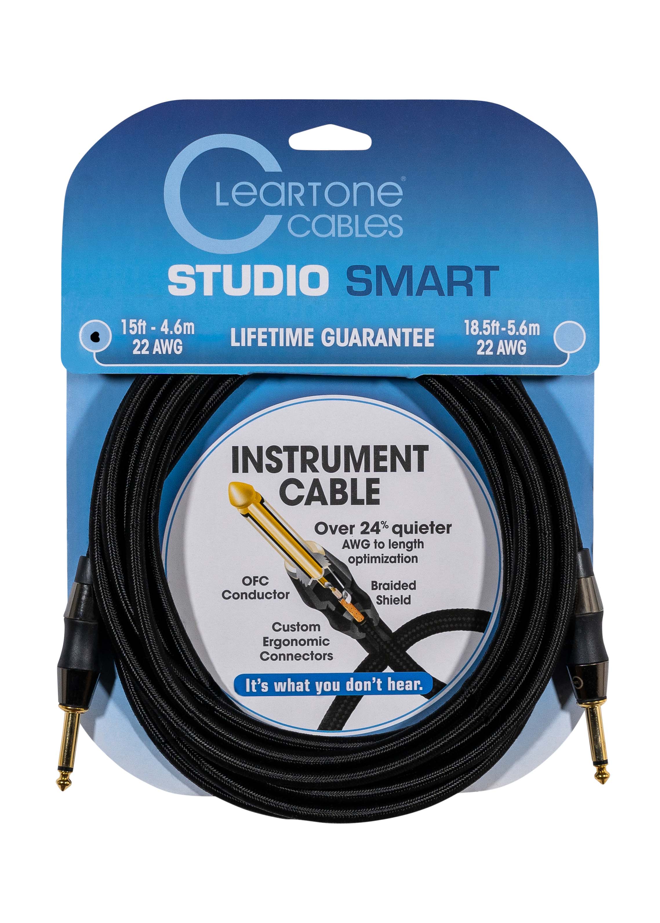 Cleartone 15-Foot Studio Smart Instrument Cable, Straight-Straight, 22 AWG - 3 Pack
