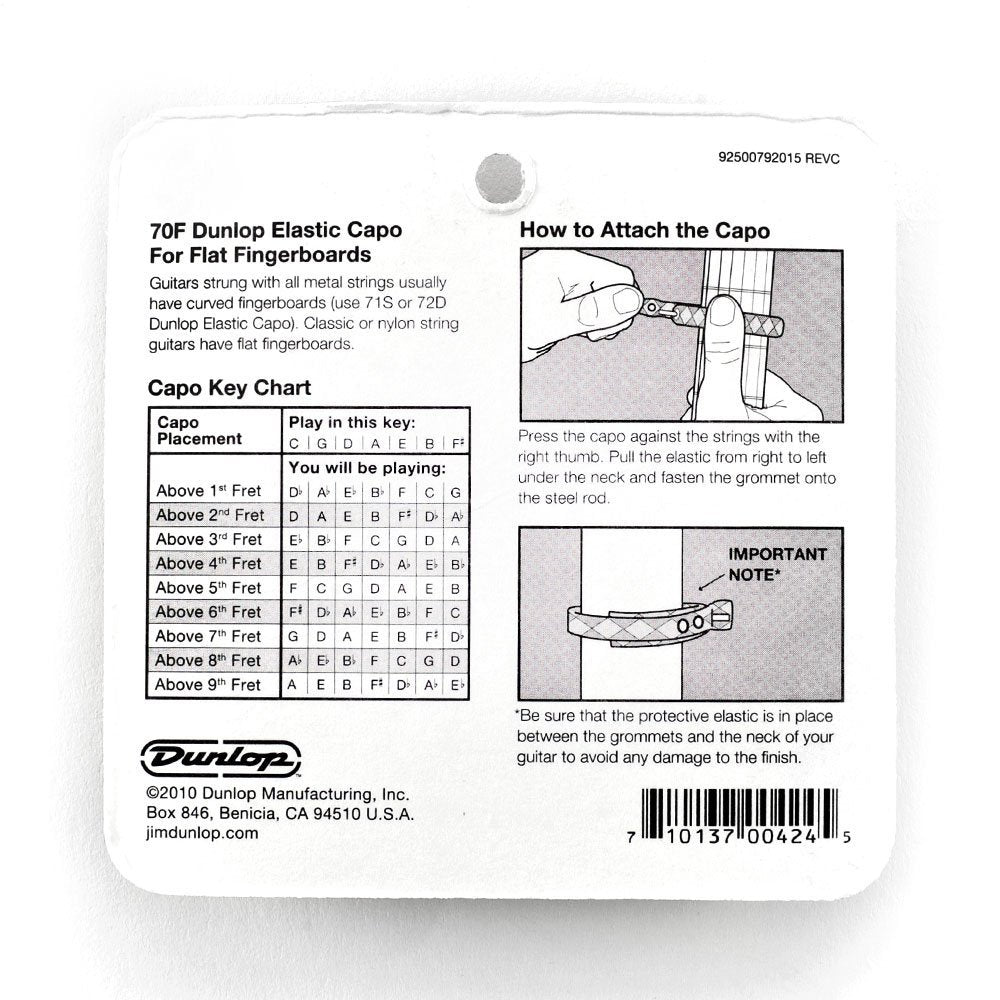 Dunlop 70F Elastic Guitar Capo - Flat Strap
