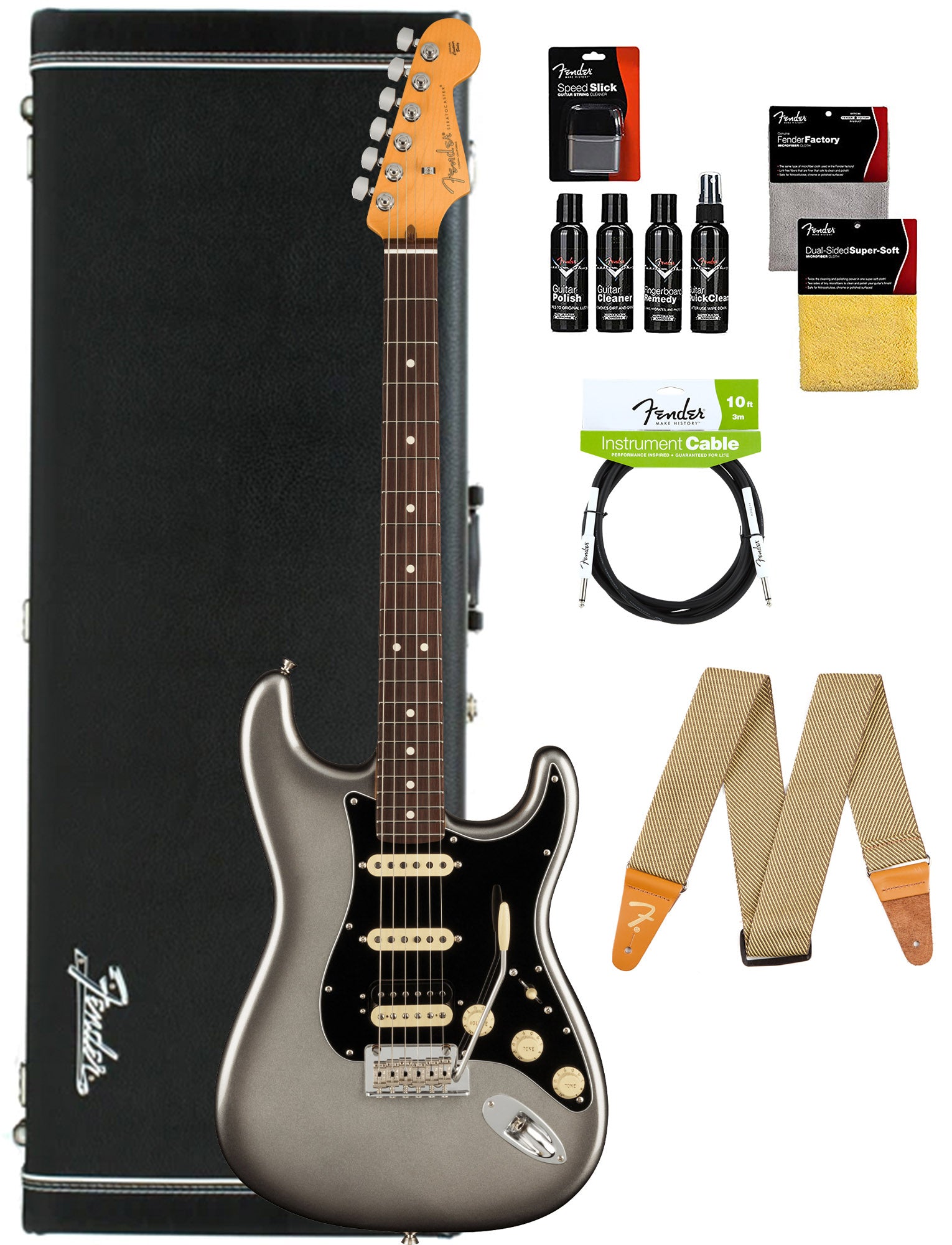 Fender American Professional II Stratocaster HSS - Mercury w/ Cleaning Kit